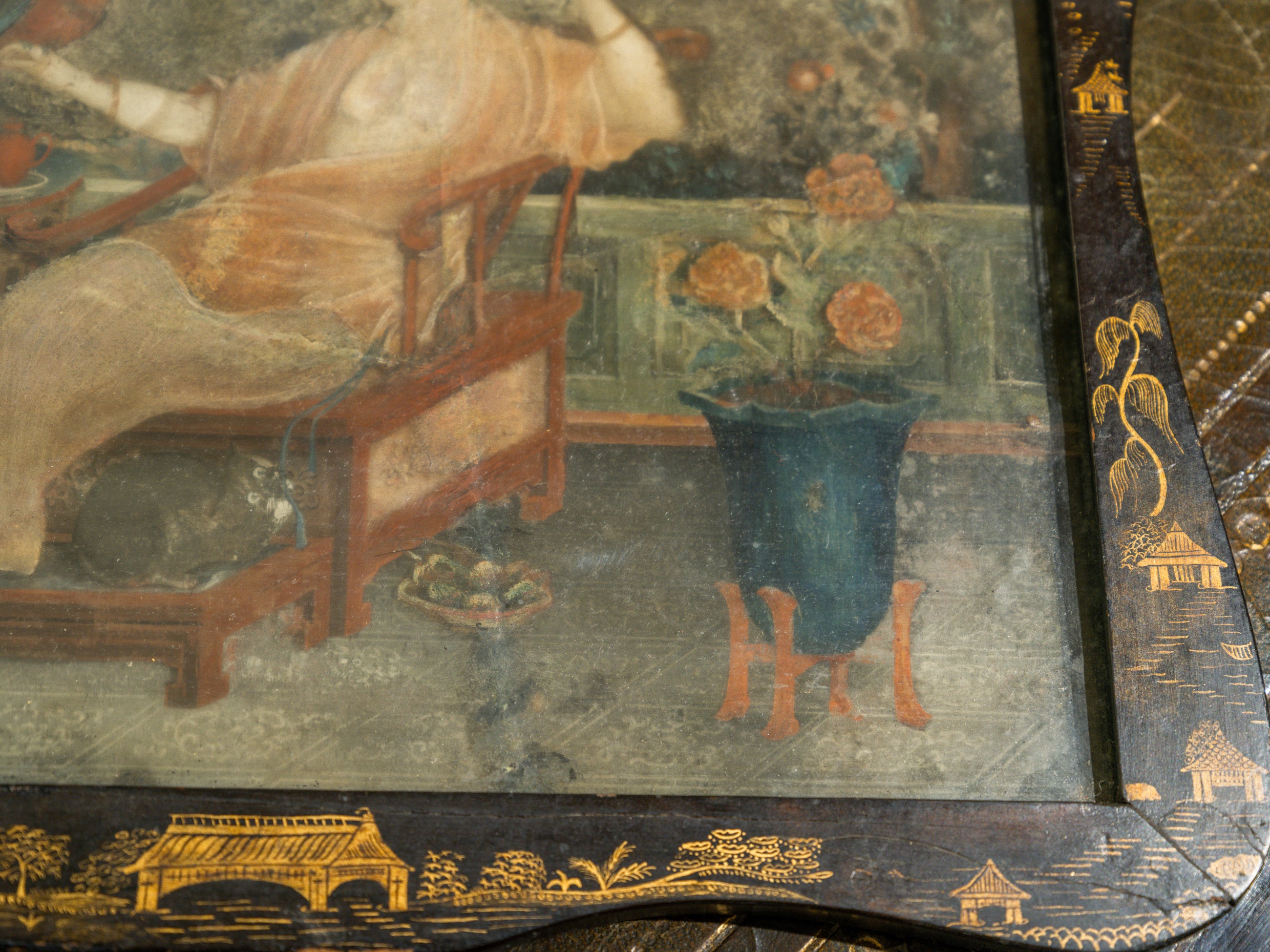 A Pair of 18th Century Chinese Reverse Glass Mirrors