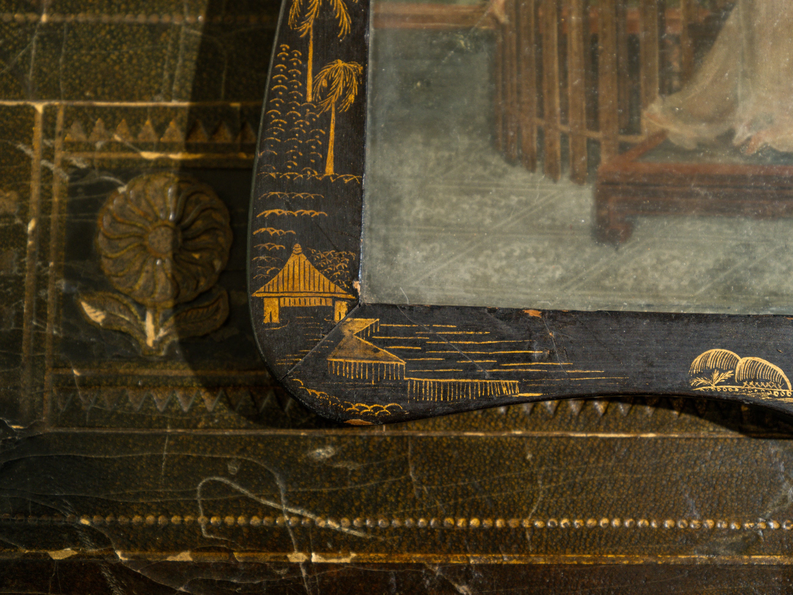 A Pair of 18th Century Chinese Reverse Glass Mirrors