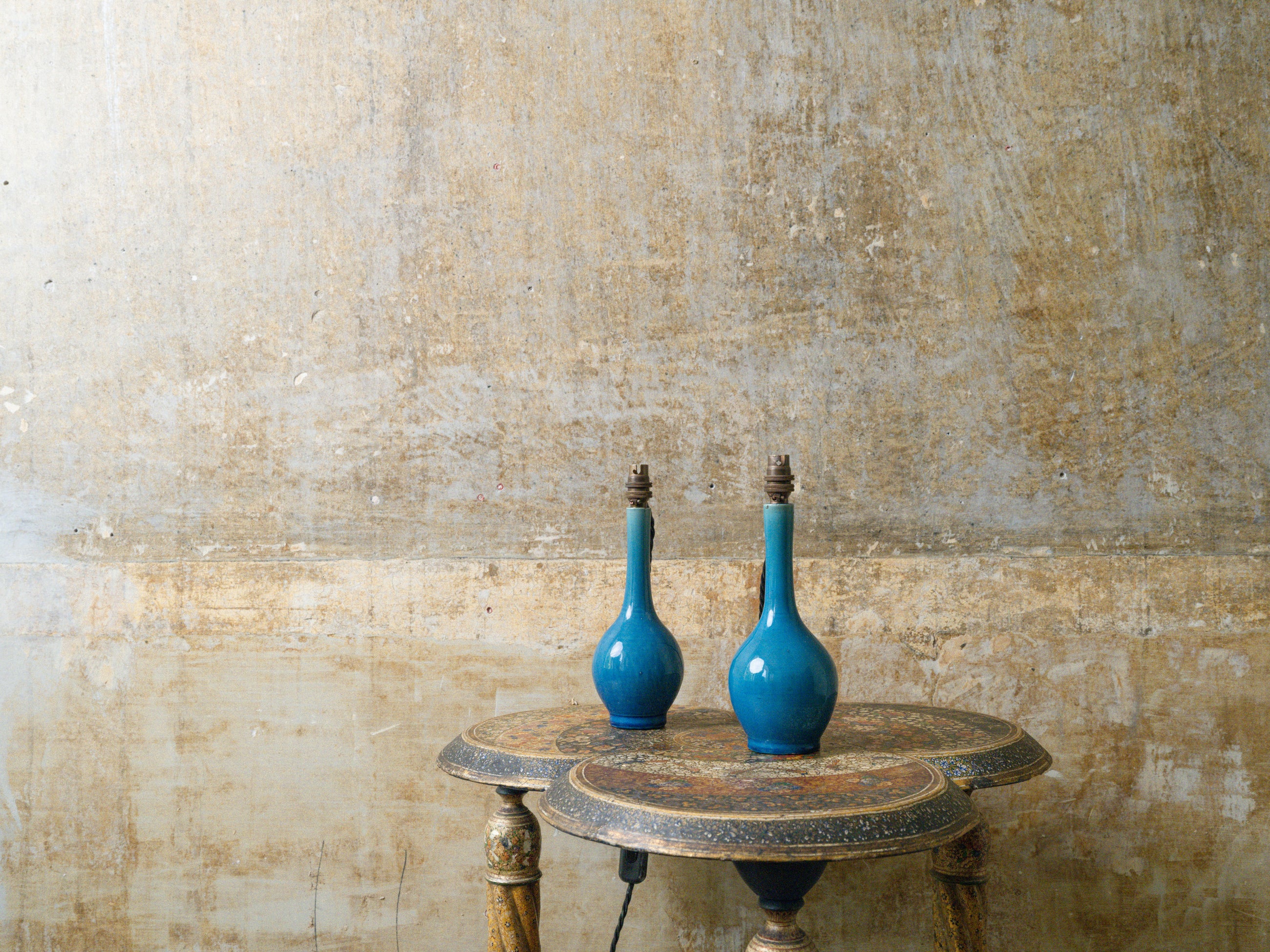 A Pair of Blue Bottle Vase lamps