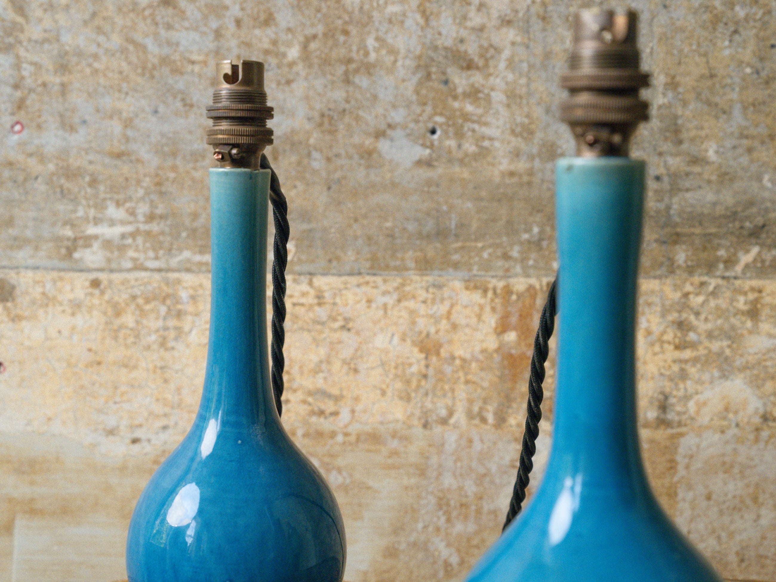 A Pair of Blue Bottle Vase lamps