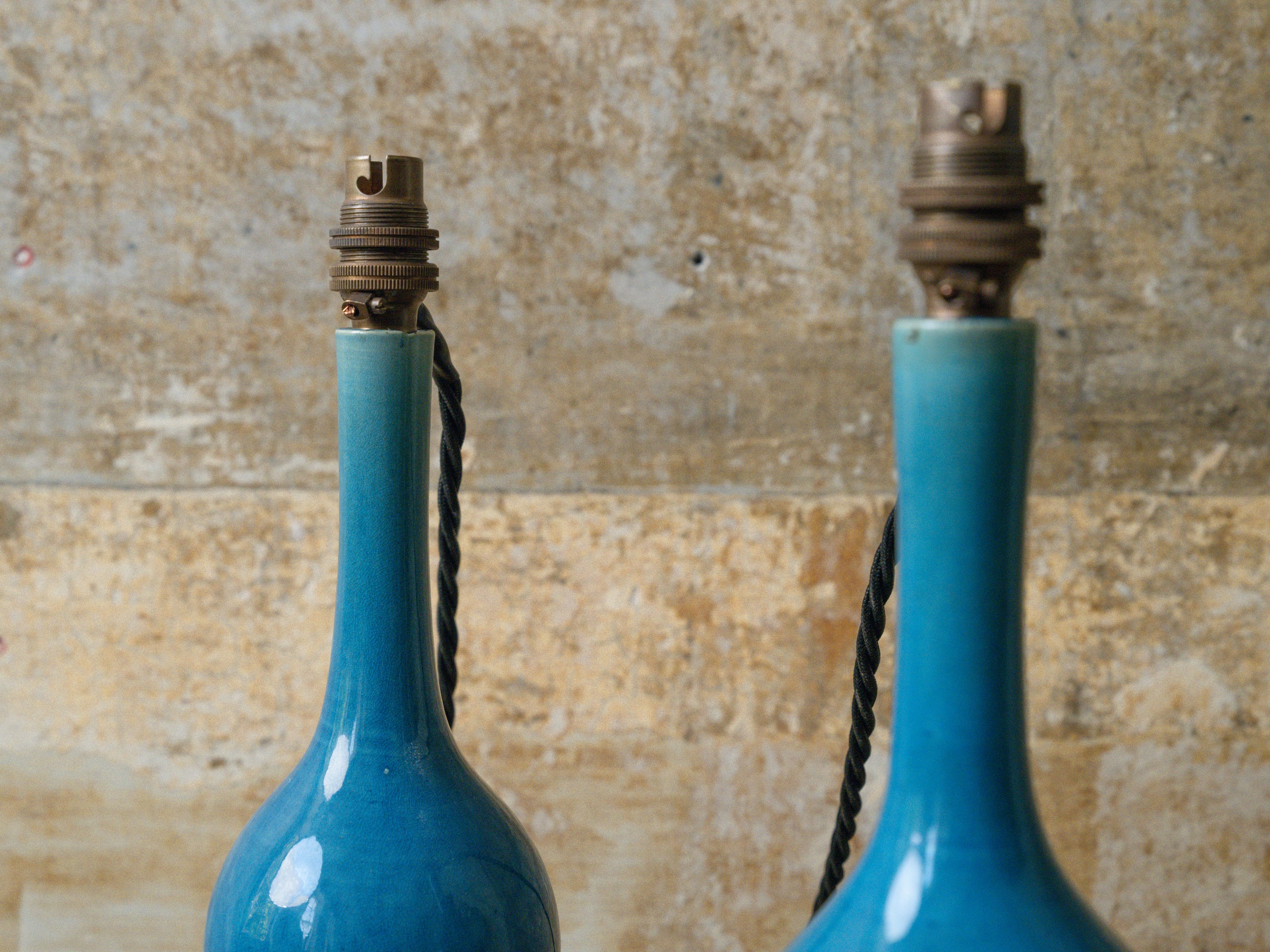 A Pair of Blue Bottle Vase lamps