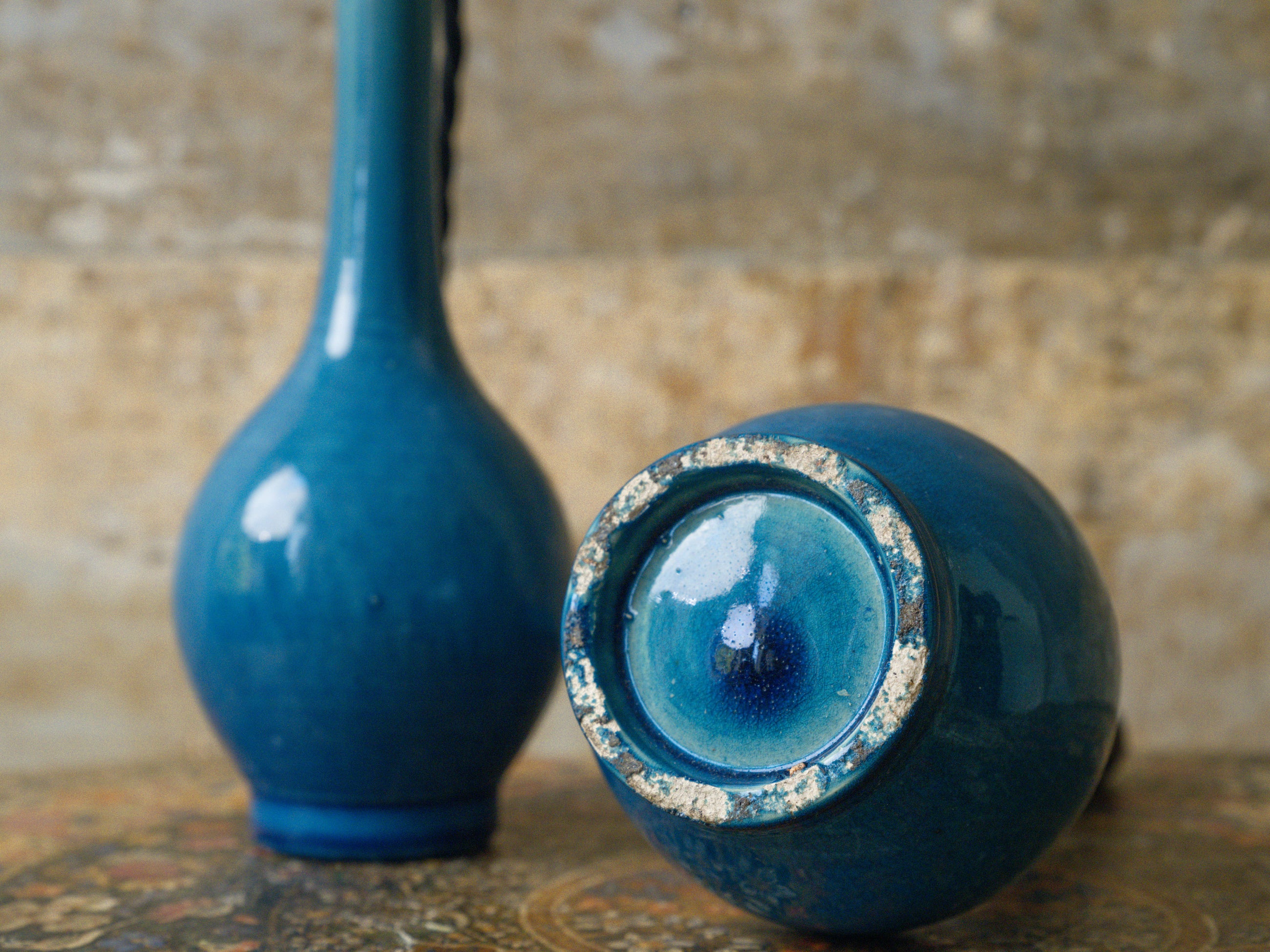 A Pair of Blue Bottle Vase lamps