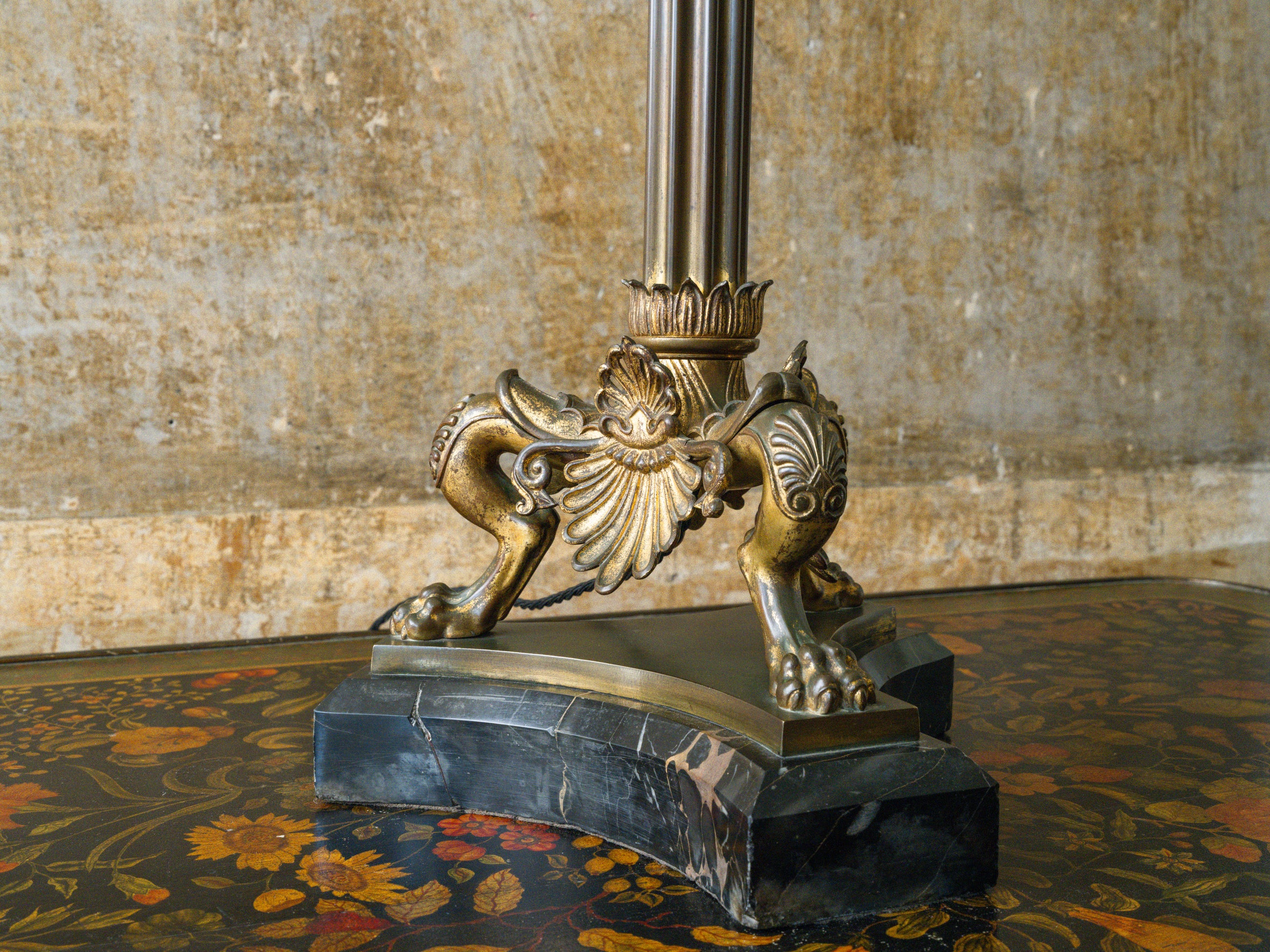 A Gilt Bronze & Scagliola Table Lamp