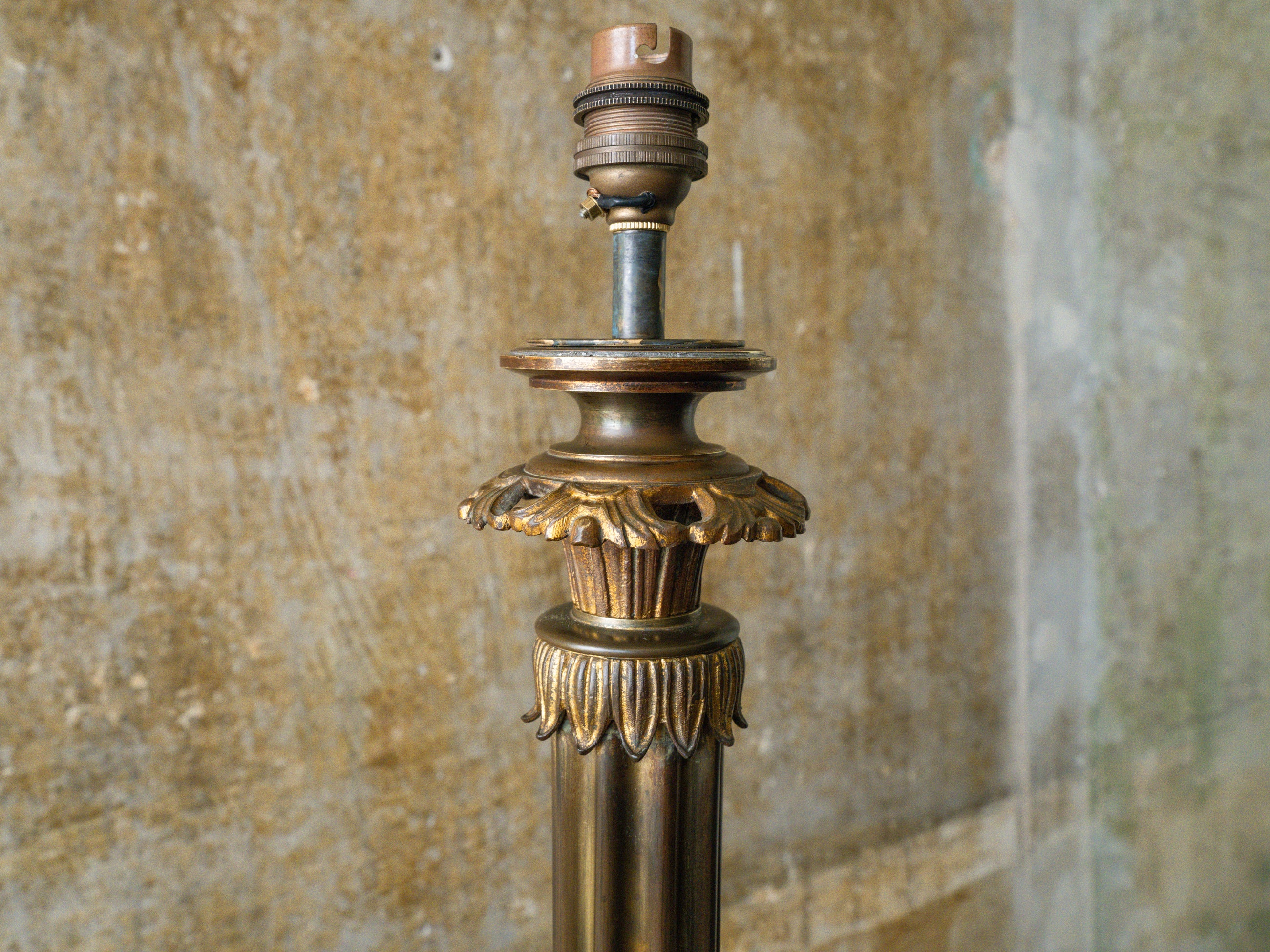 A Gilt Bronze & Scagliola Table Lamp