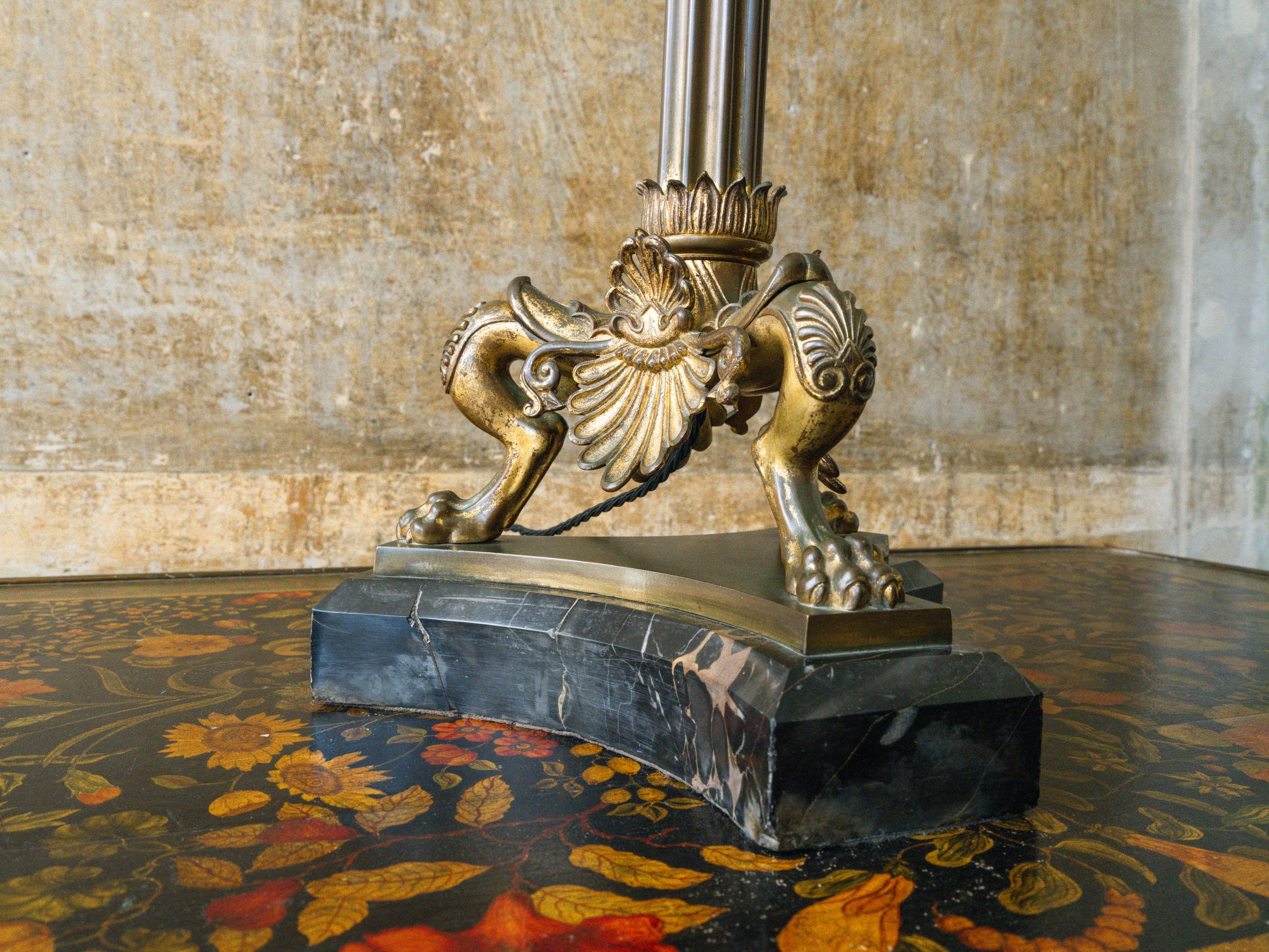 A Gilt Bronze & Scagliola Table Lamp