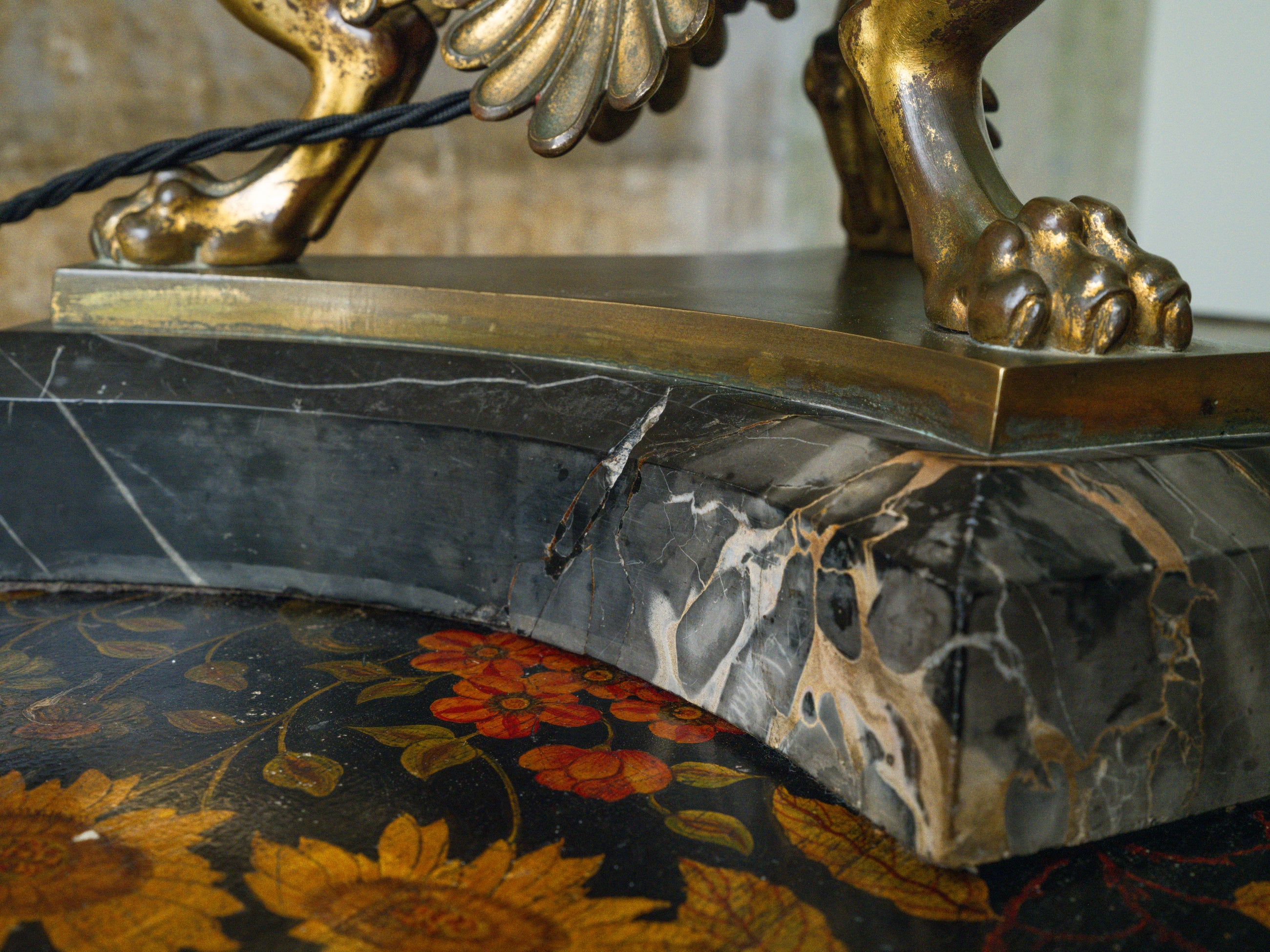 A Gilt Bronze & Scagliola Table Lamp