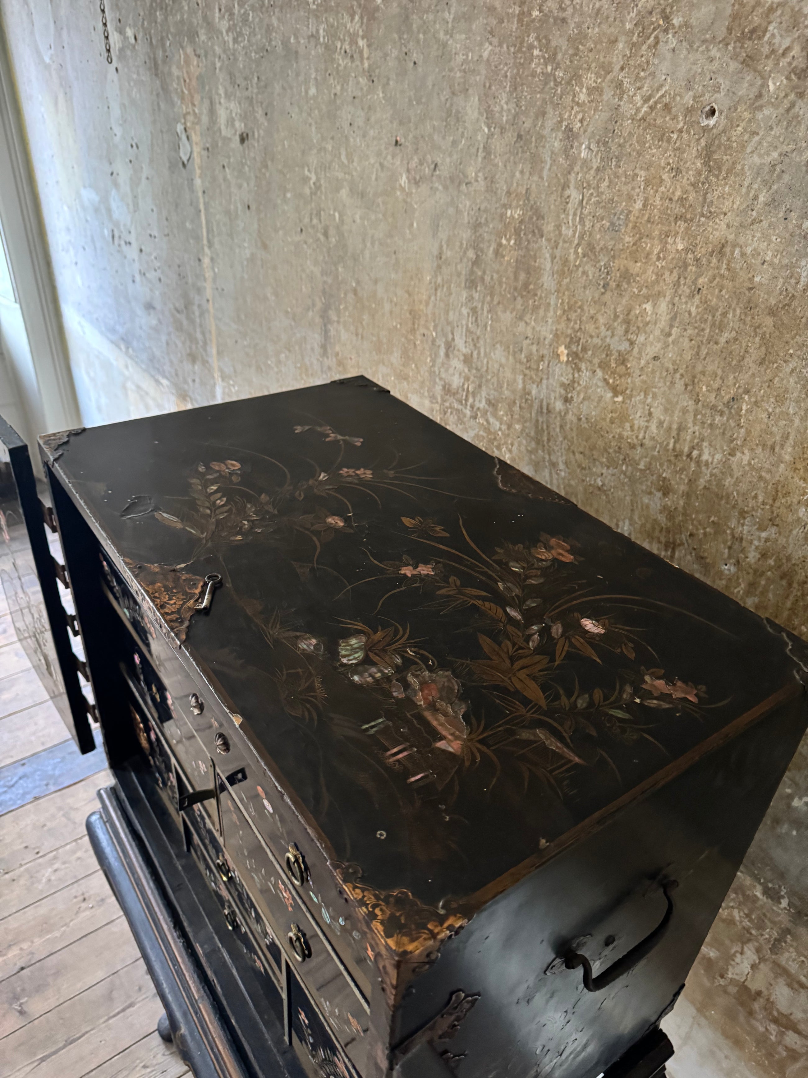 A Late 17th Century Japanese Export Cabinet on 18th Century English Stand