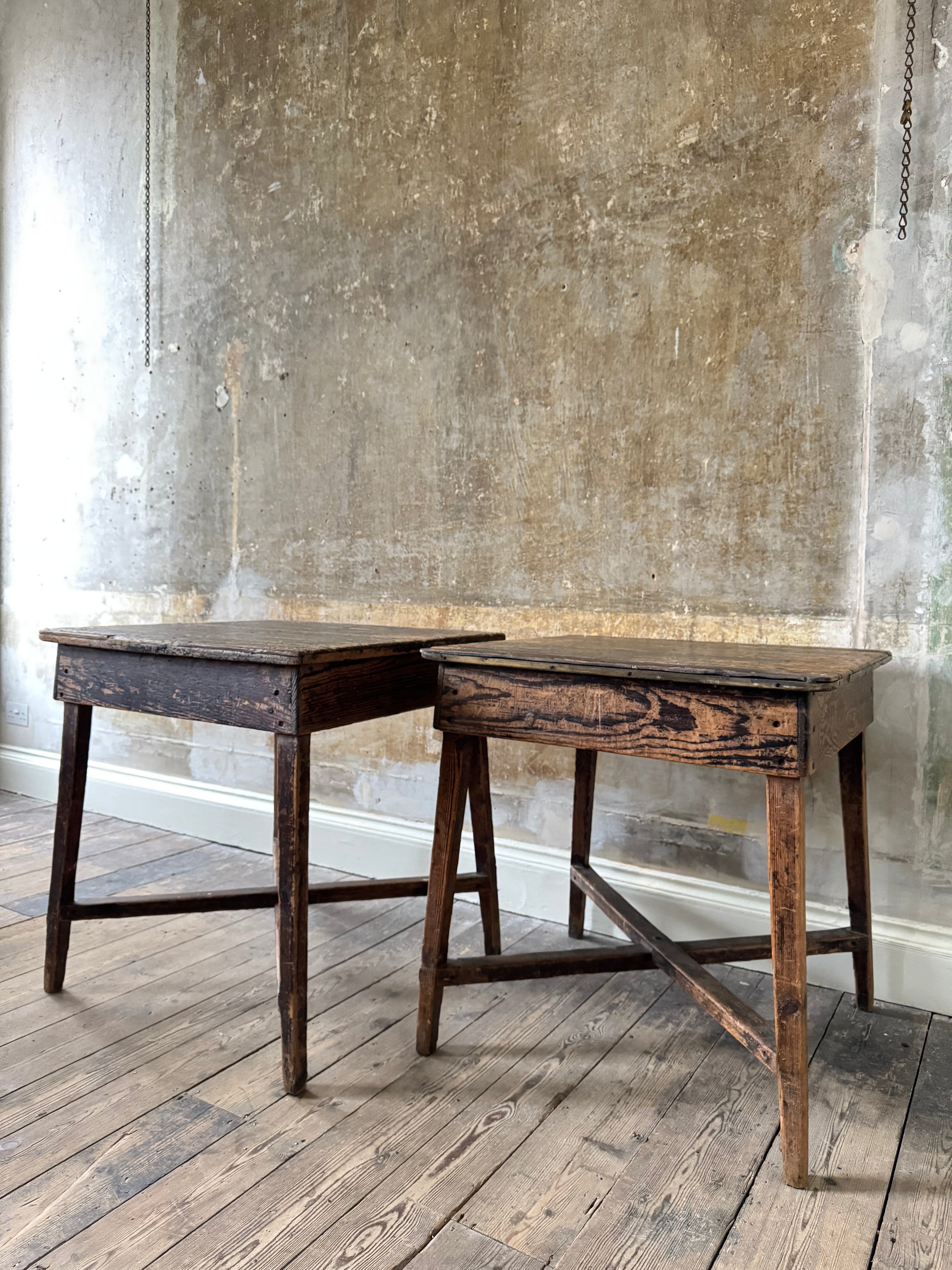 A Pair of 19th Century Scrubbed Pine Work Tables