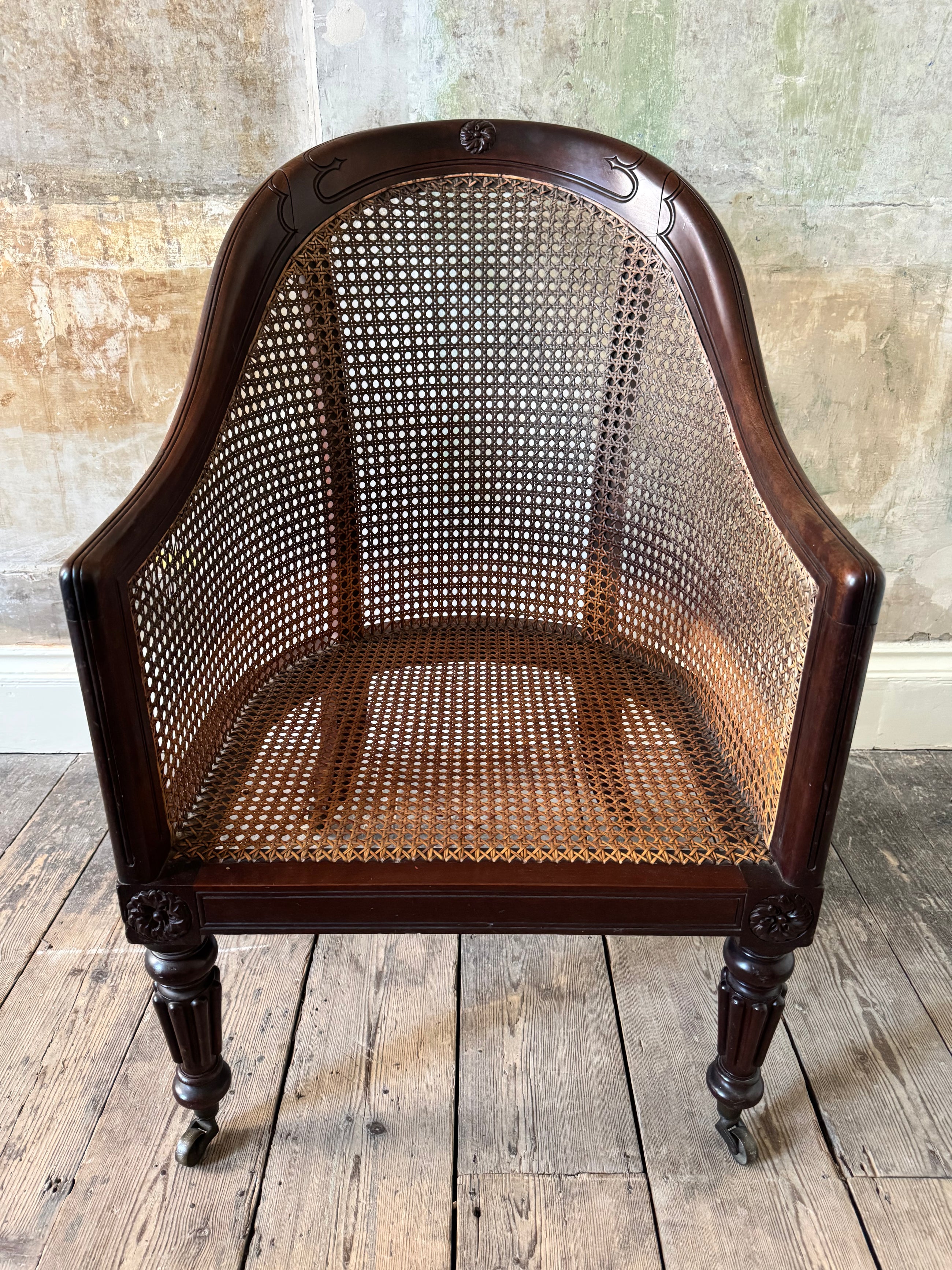 A Regency Mahogany Bergere Armchair Attributed to George Bullock
