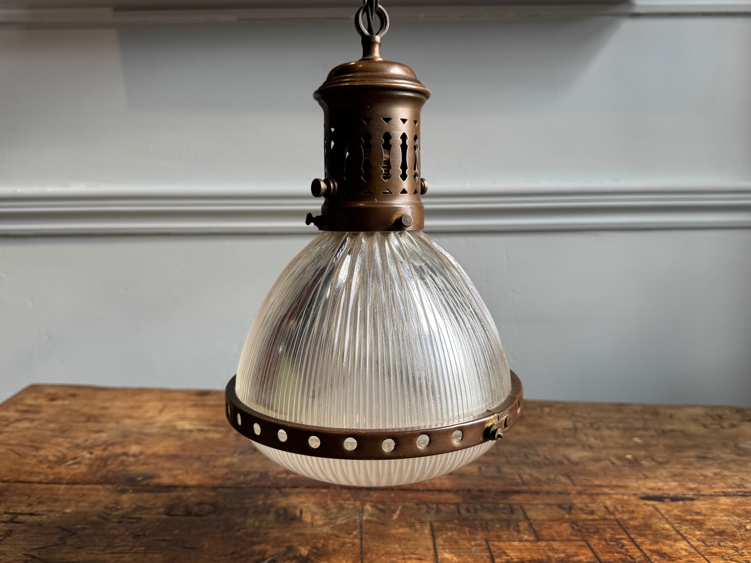 A French Holophane Pendant Light