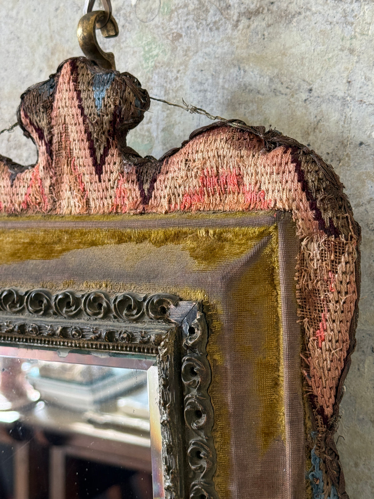 A Flame Stitch Wall Mirror