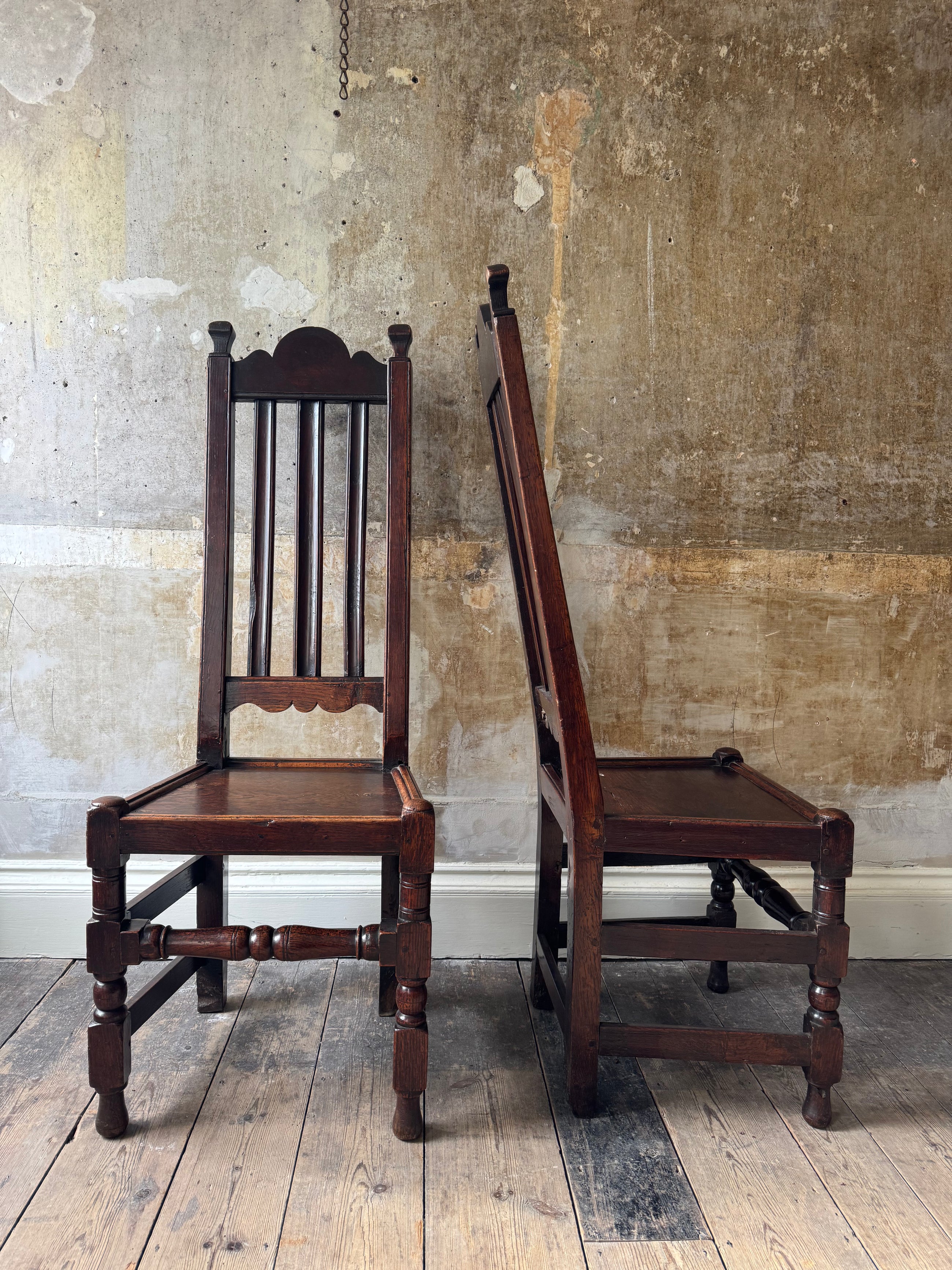 A Pair of Charles II Oak Chairs