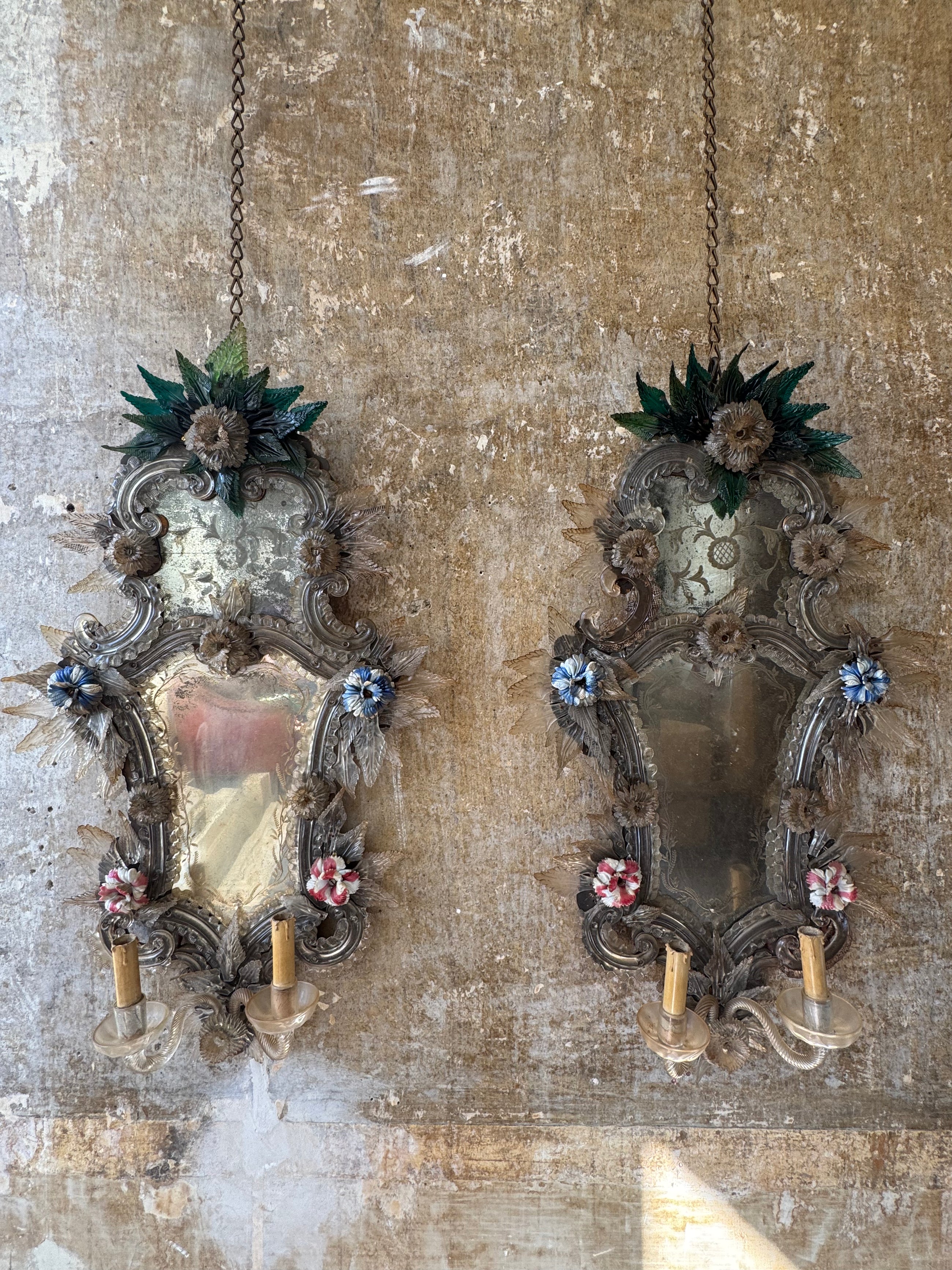 A Pair Of Murano Glass Mirrors