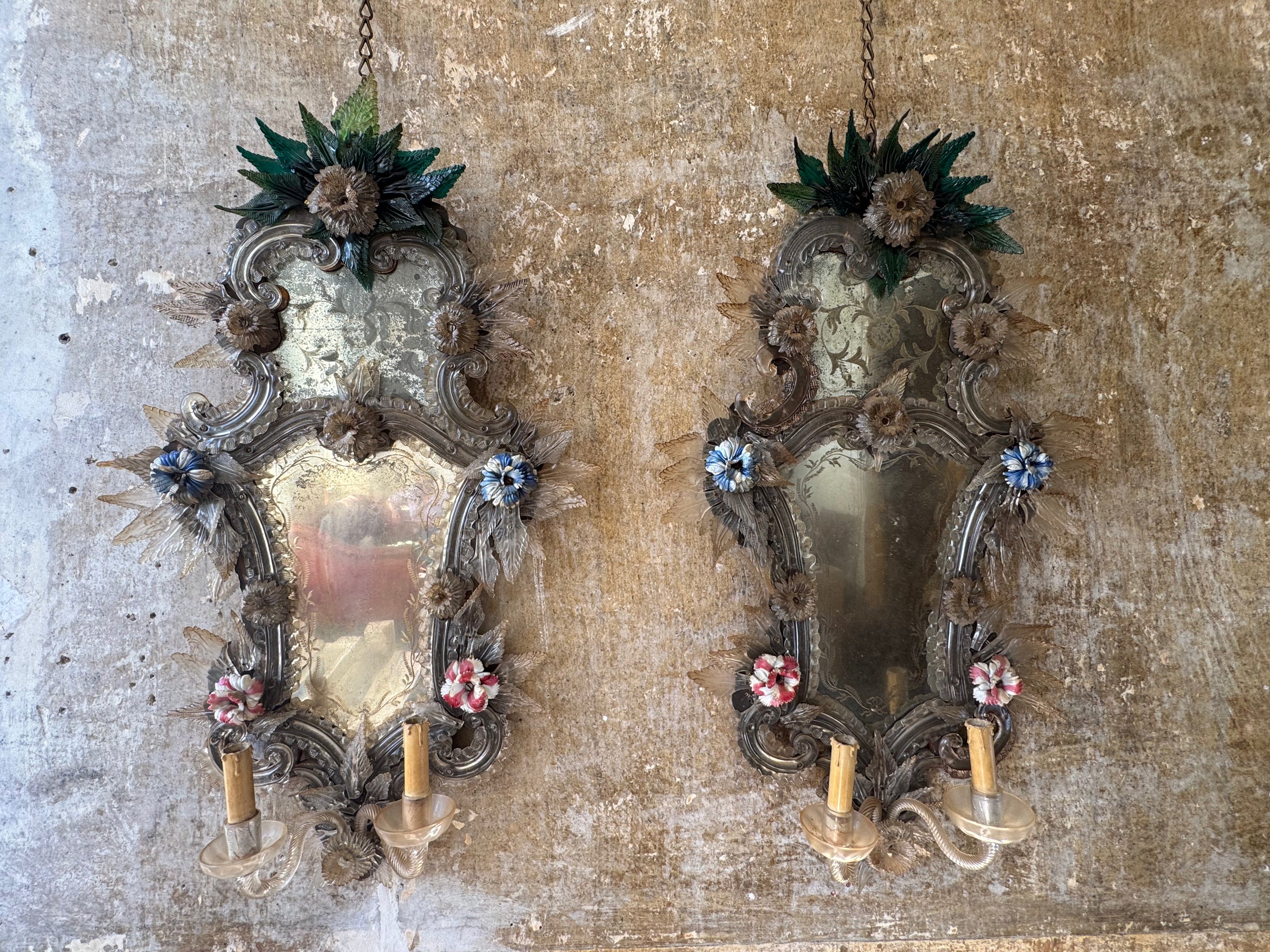 A Pair Of Murano Glass Mirrors
