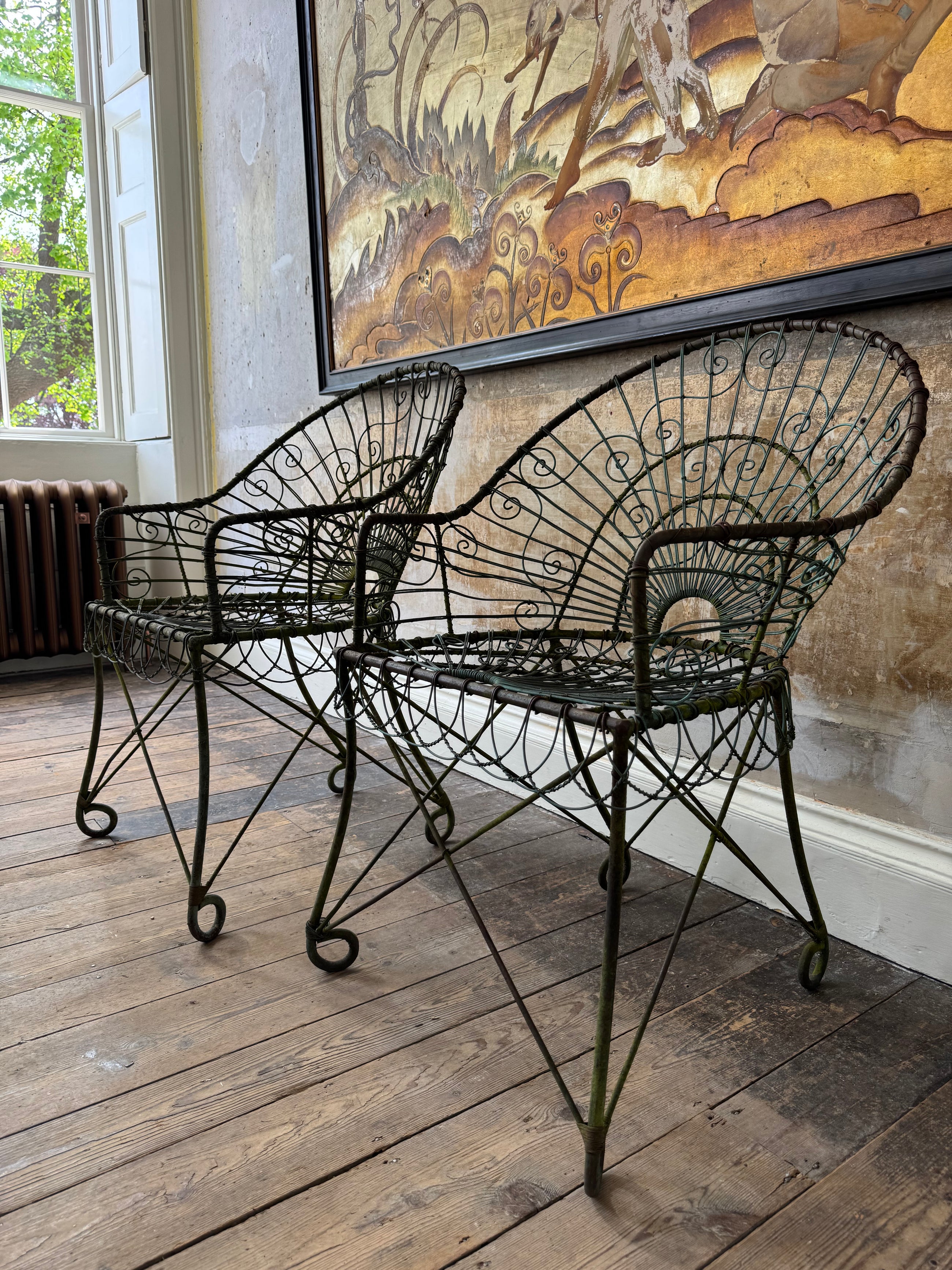 A Pair of Wirework Armchairs