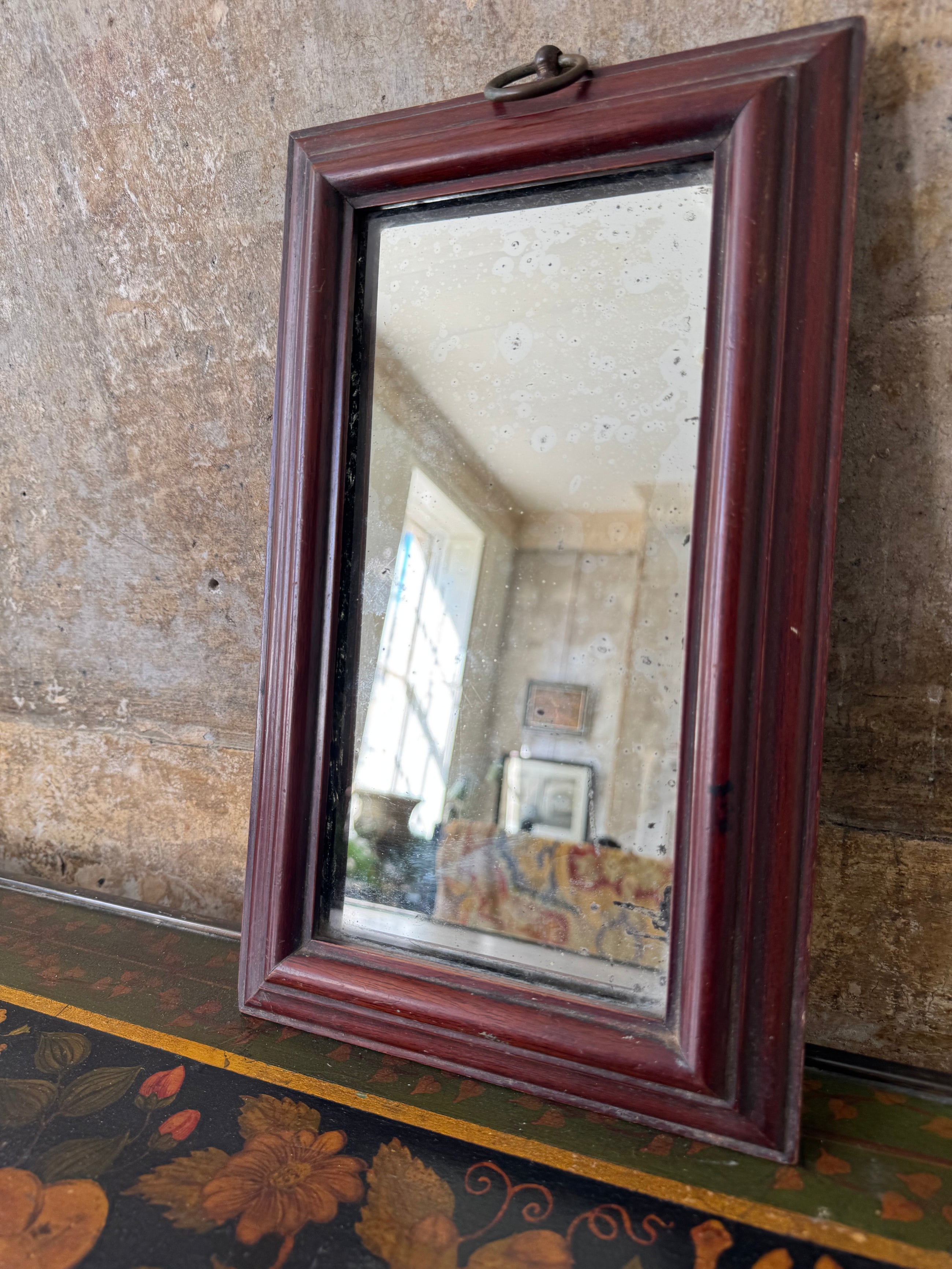 A Diminutive George III Mahogany Mirror