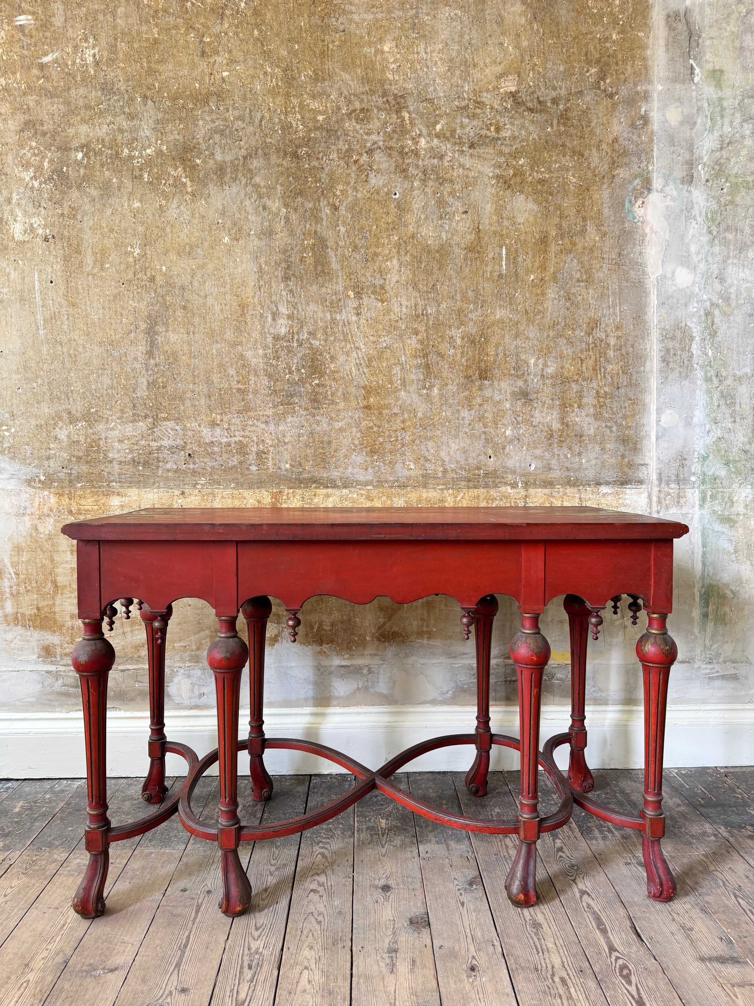 Red Lacquered Chinoiserie Side Table
