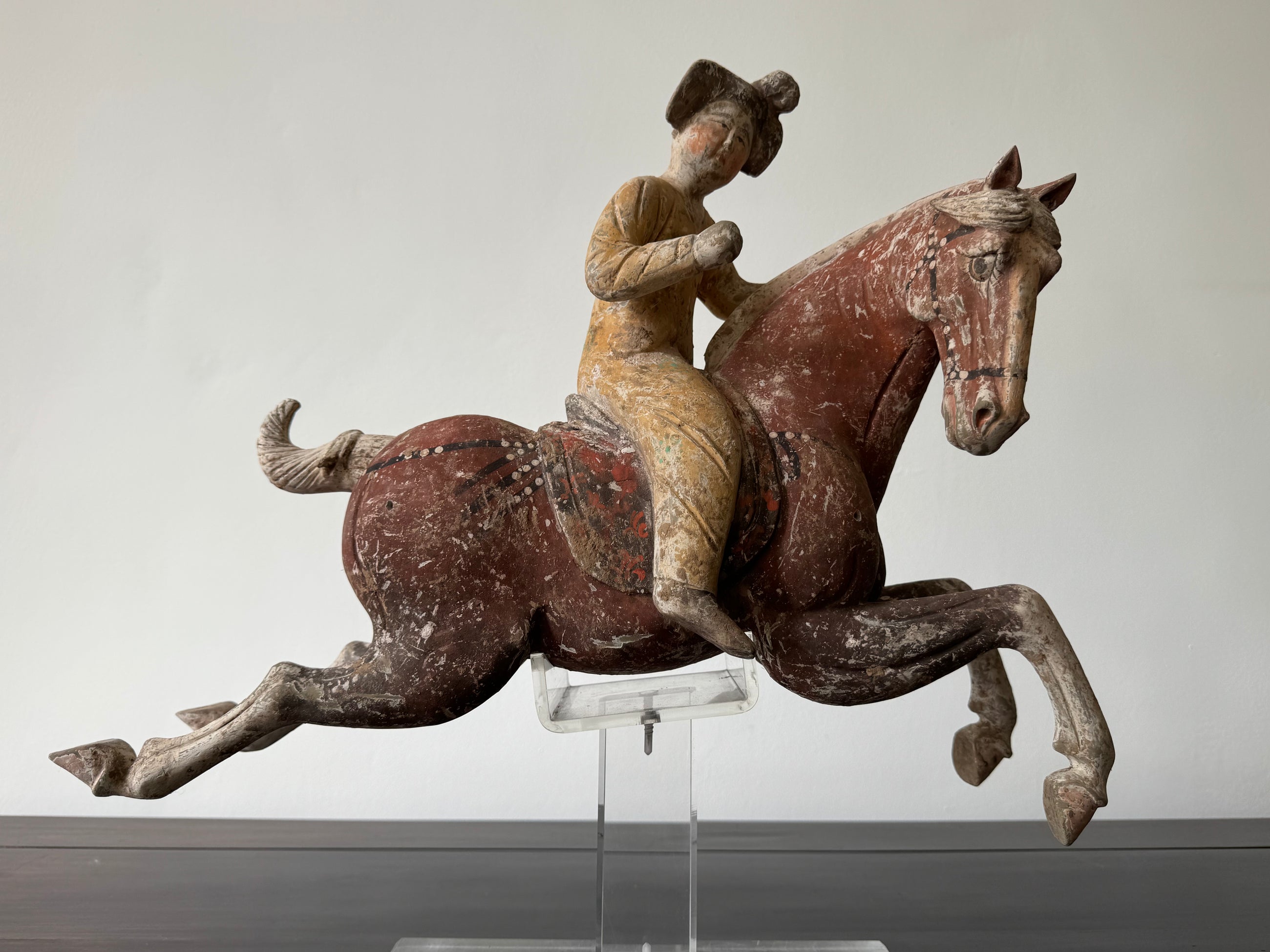 A Pair of Chinese Tang Dynasty Terracotta Polo Players