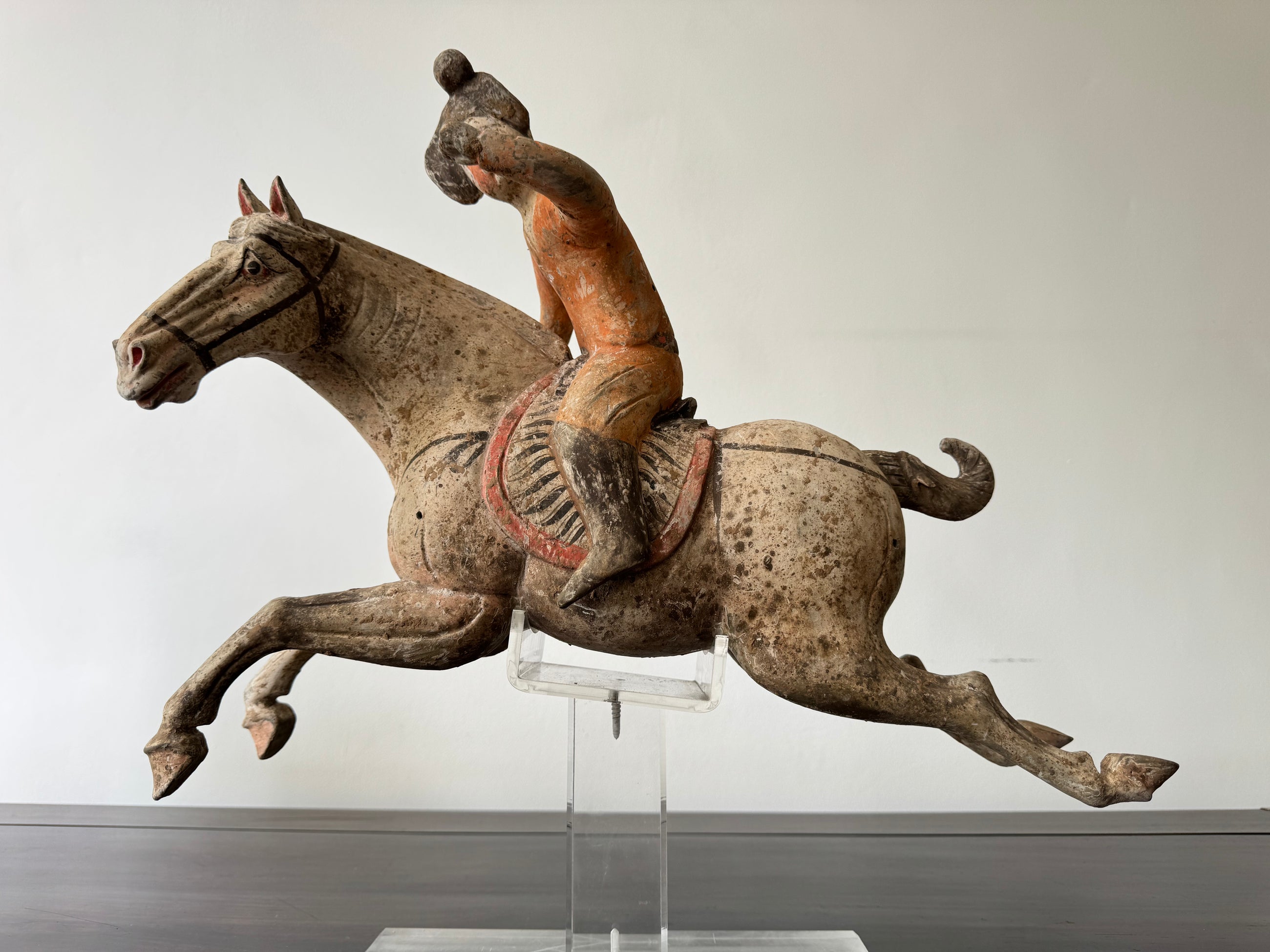 A Pair of Chinese Tang Dynasty Terracotta Polo Players