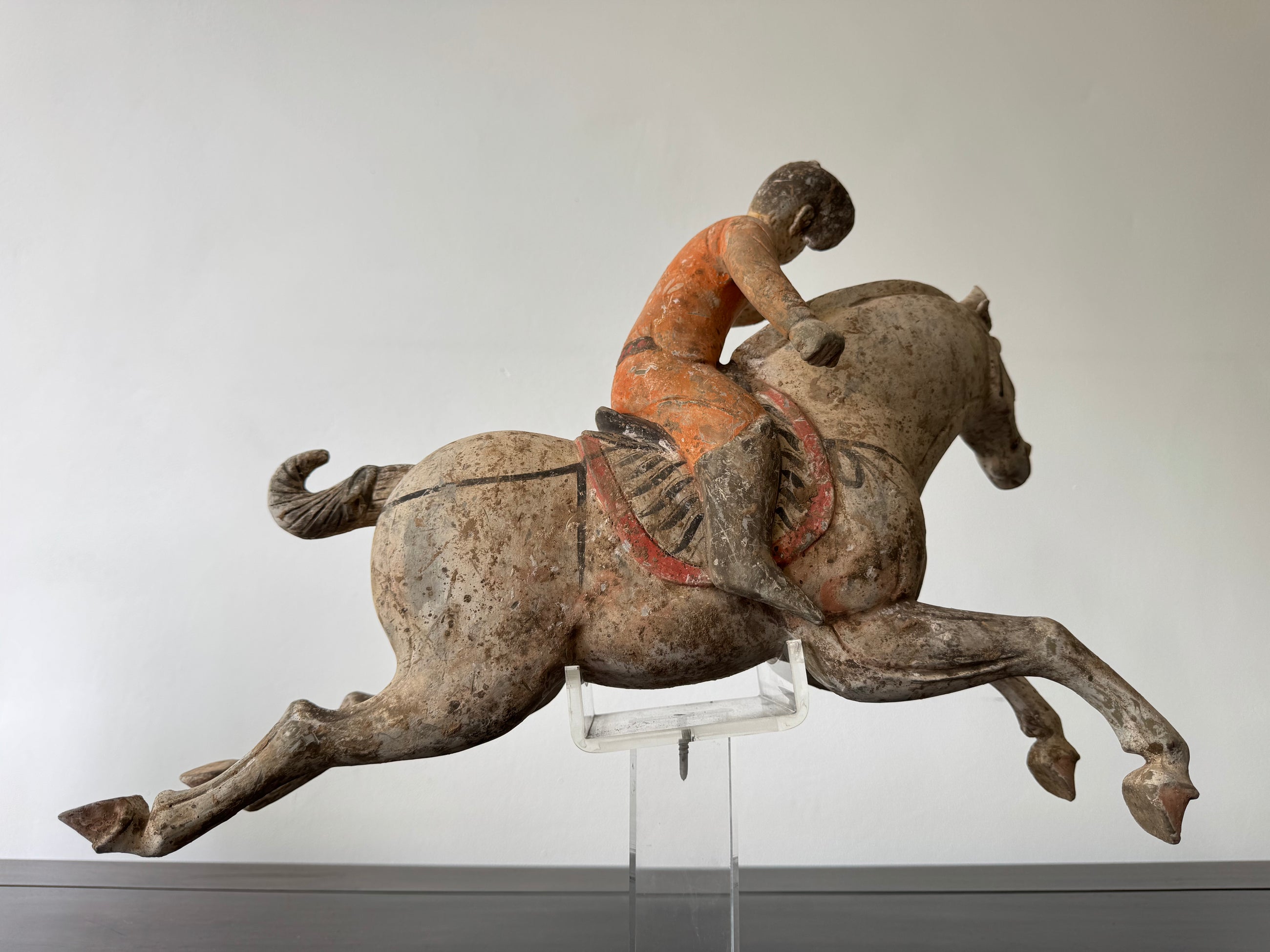 A Pair of Chinese Tang Dynasty Terracotta Polo Players
