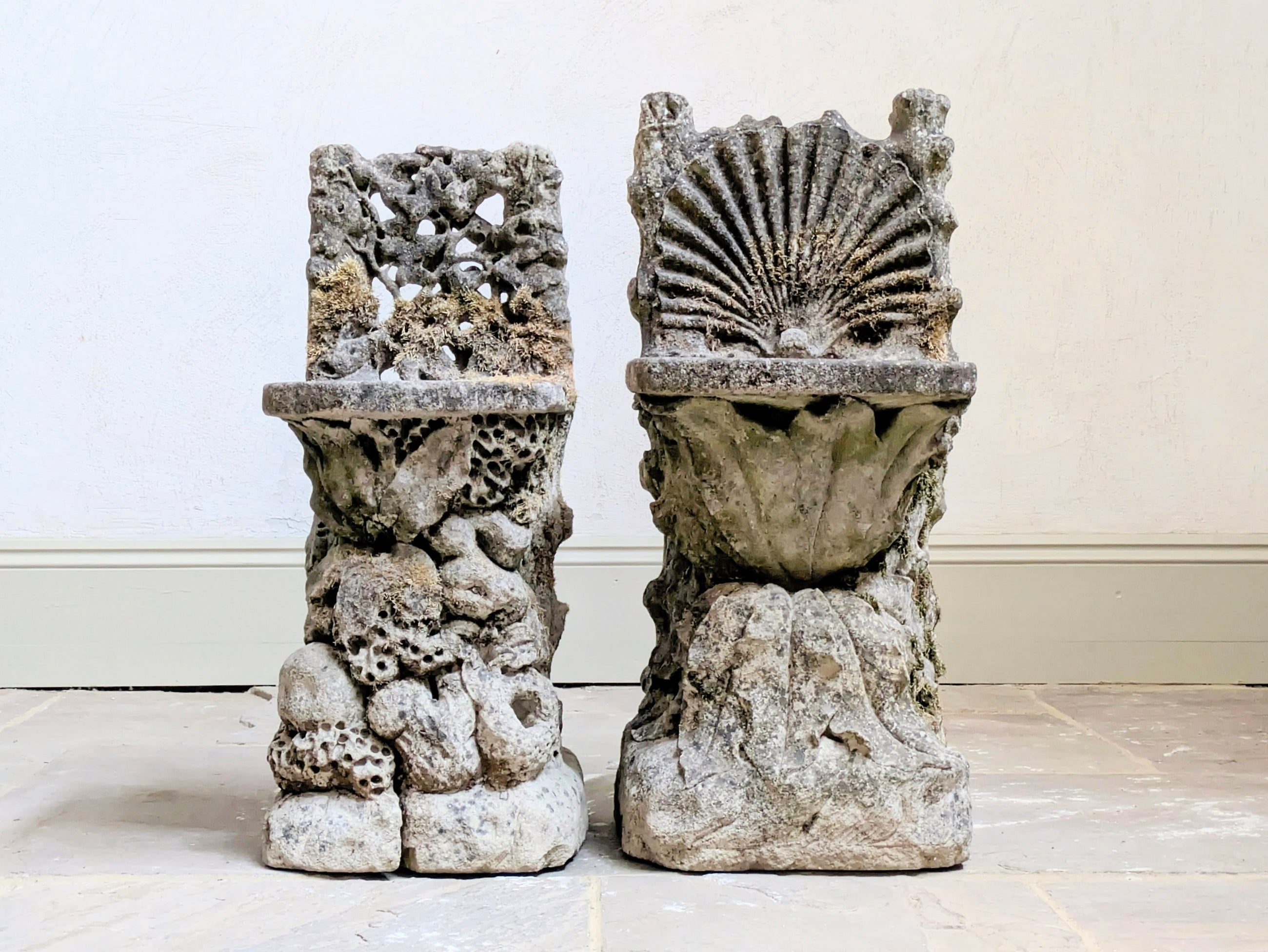 19th Century Italian Grit Stone Grotto Chairs
