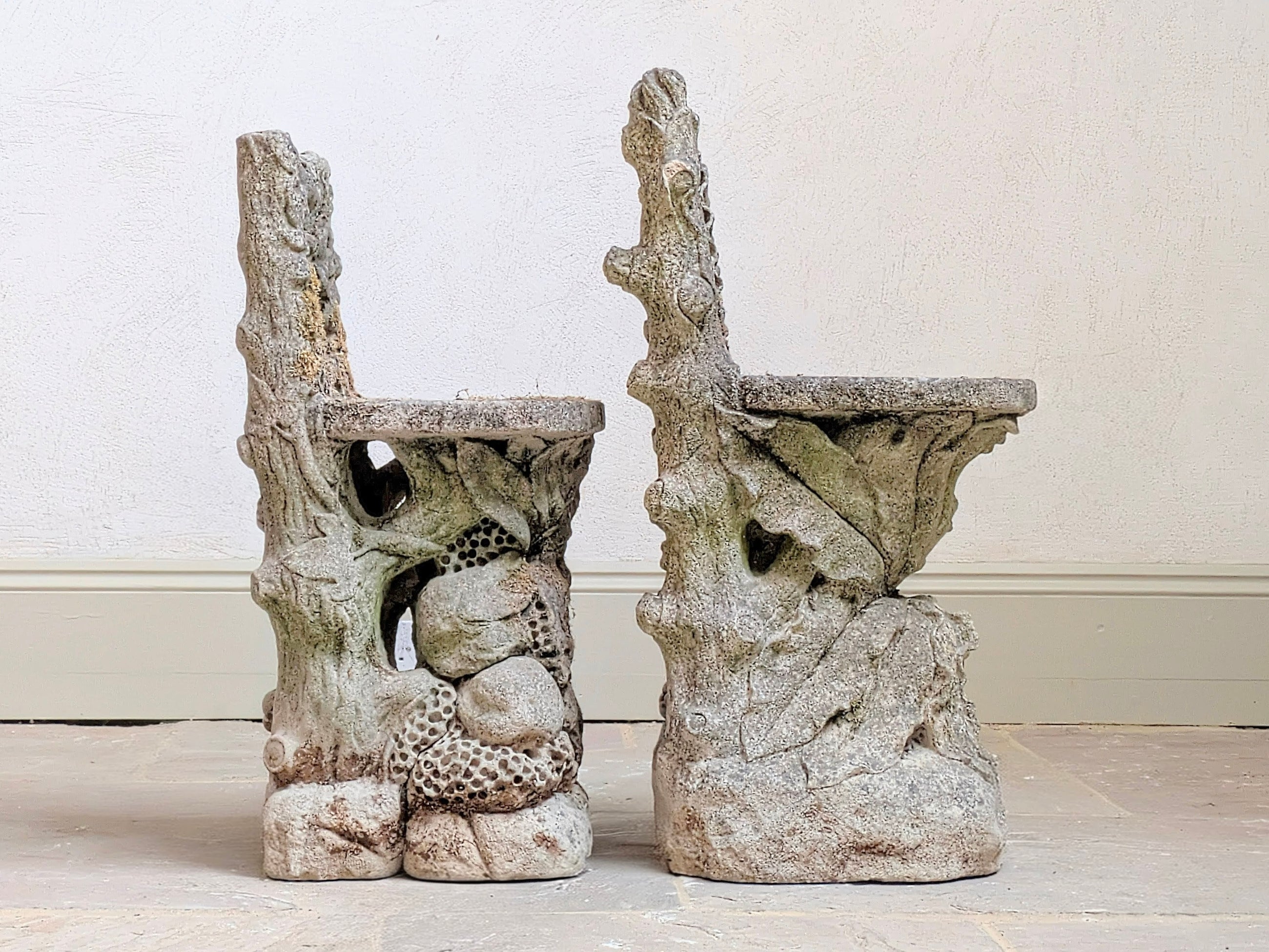 19th Century Italian Grit Stone Grotto Chairs