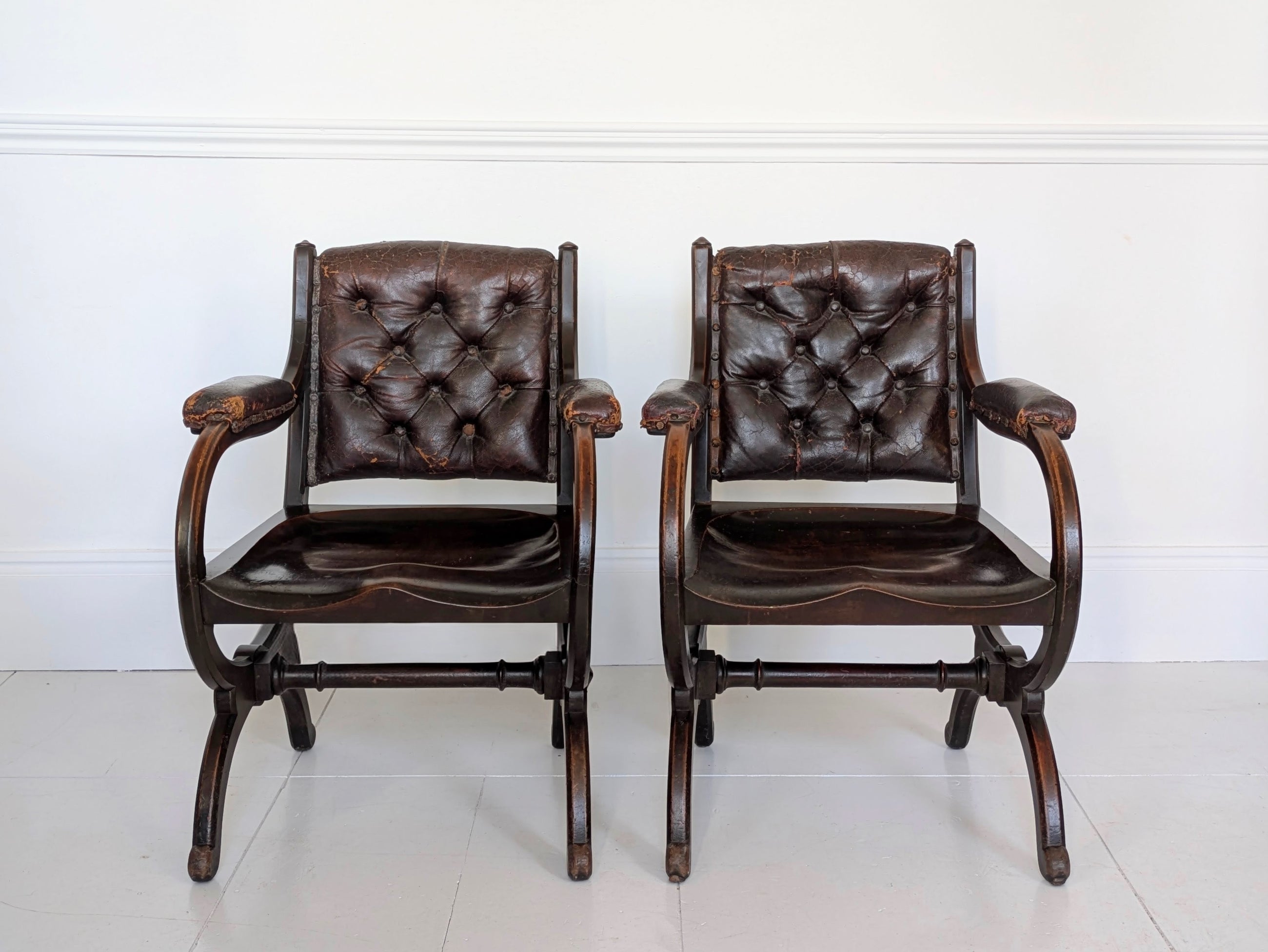 A Pair of 19th Century Reformed Gothic Armchairs