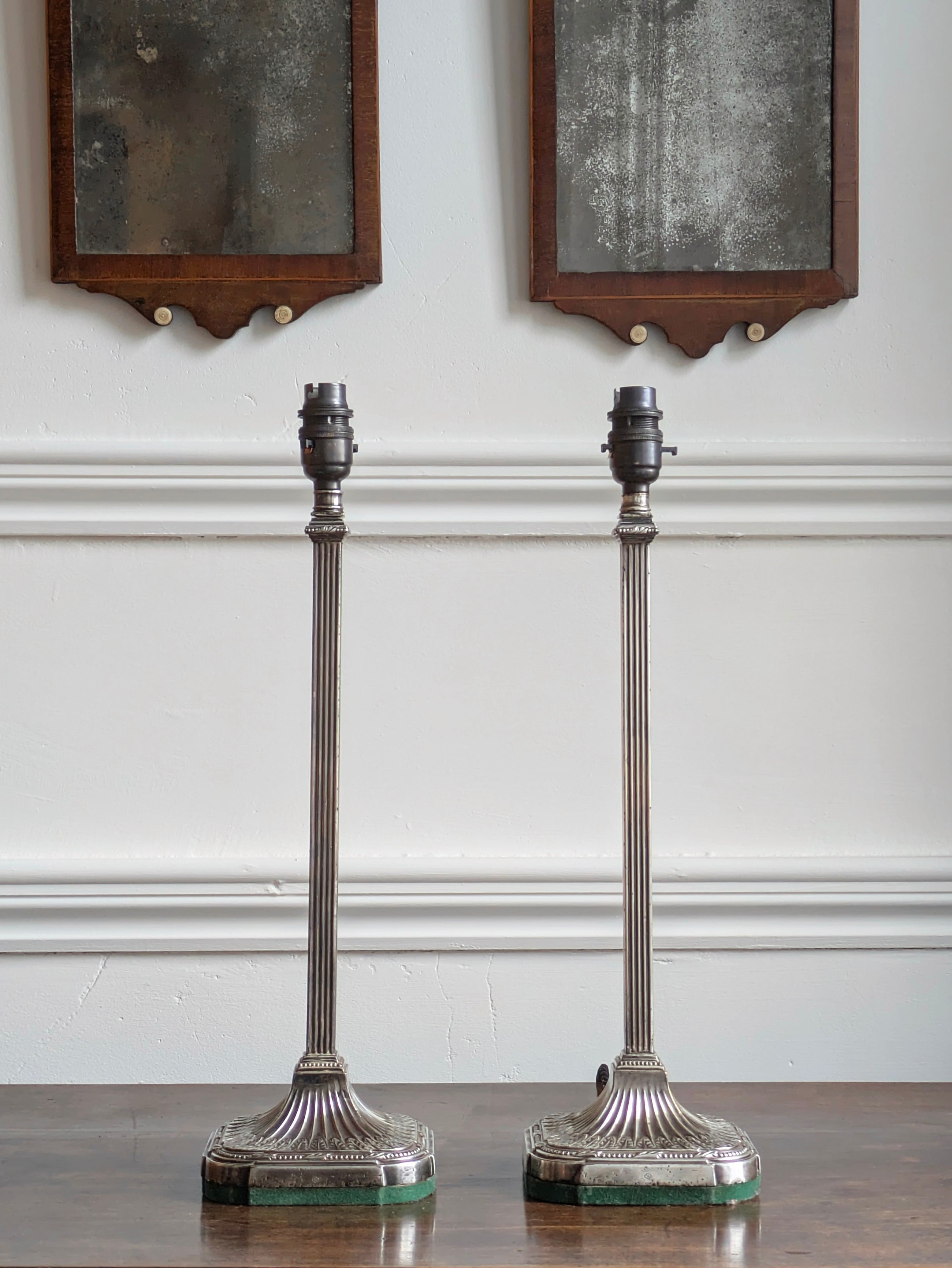 A Pair of Elkington Silver Plate Table Lamps