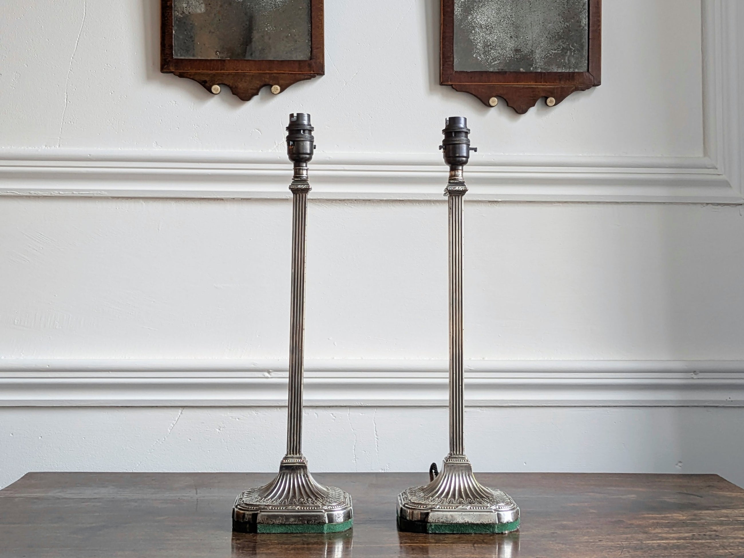 A Pair of Elkington Silver Plate Table Lamps