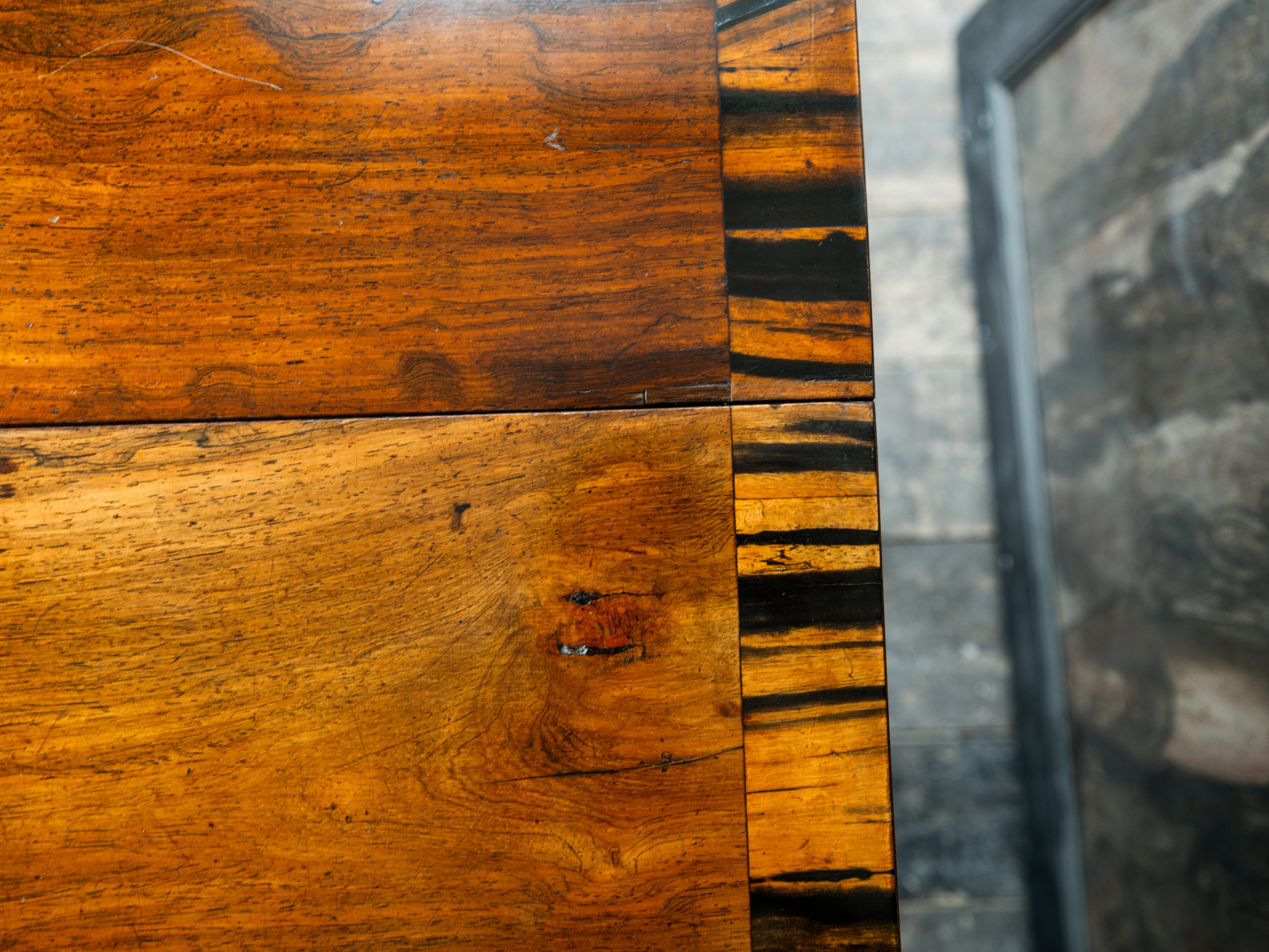 George III Zebra Wood & Mahogany Pembroke Table