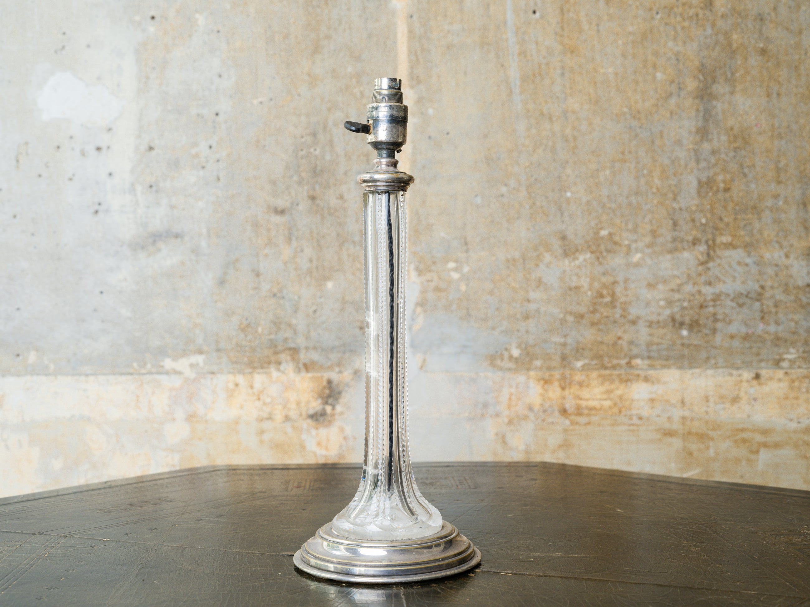 A Silver Plated Cut Glass Table Lamp