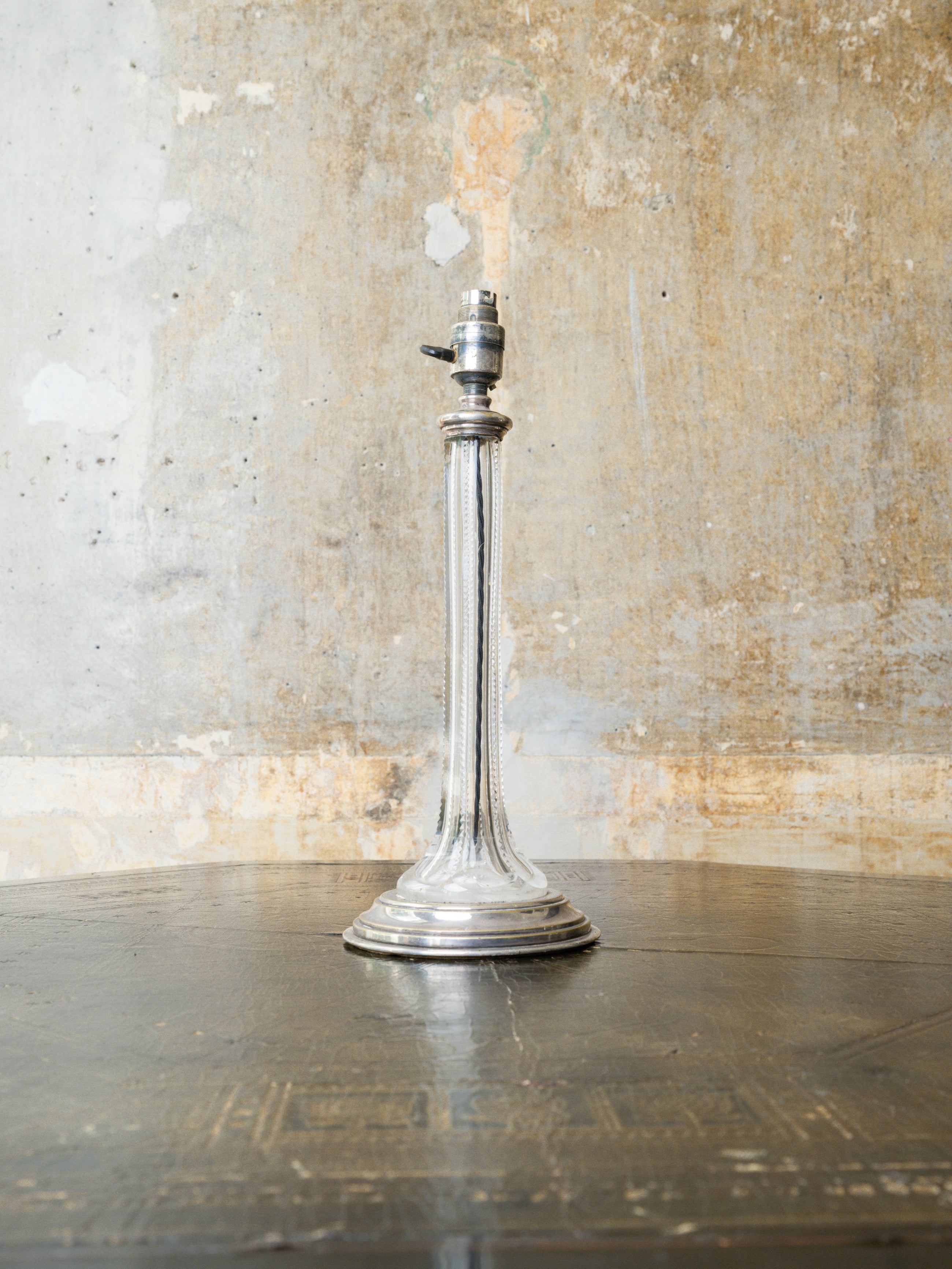 A Silver Plated Cut Glass Table Lamp