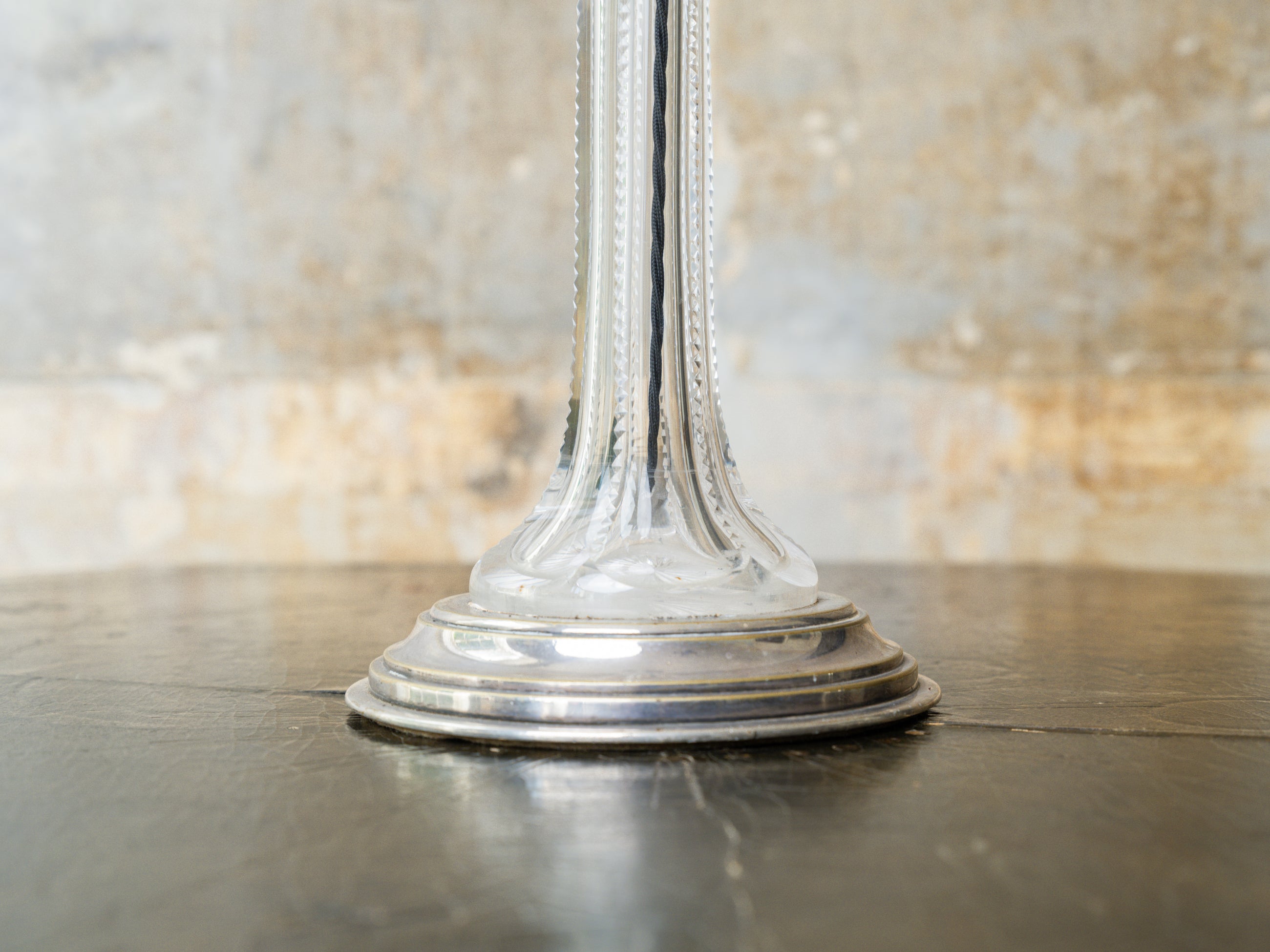 A Silver Plated Cut Glass Table Lamp