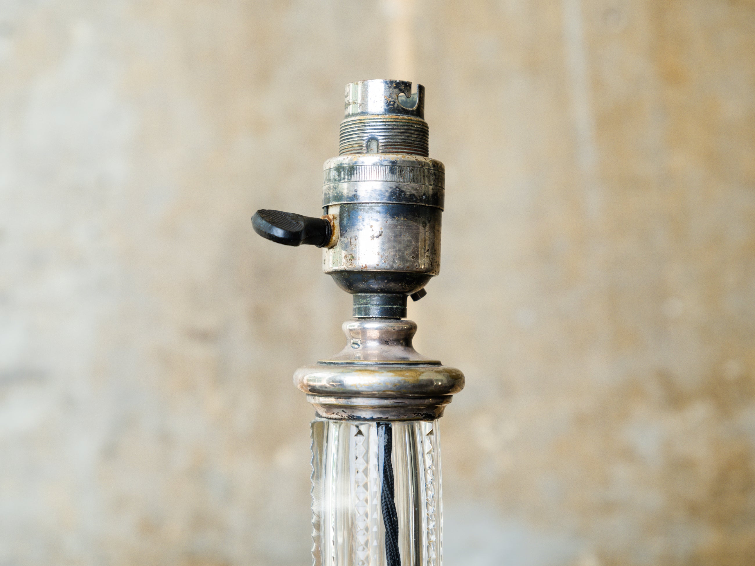 A Silver Plated Cut Glass Table Lamp