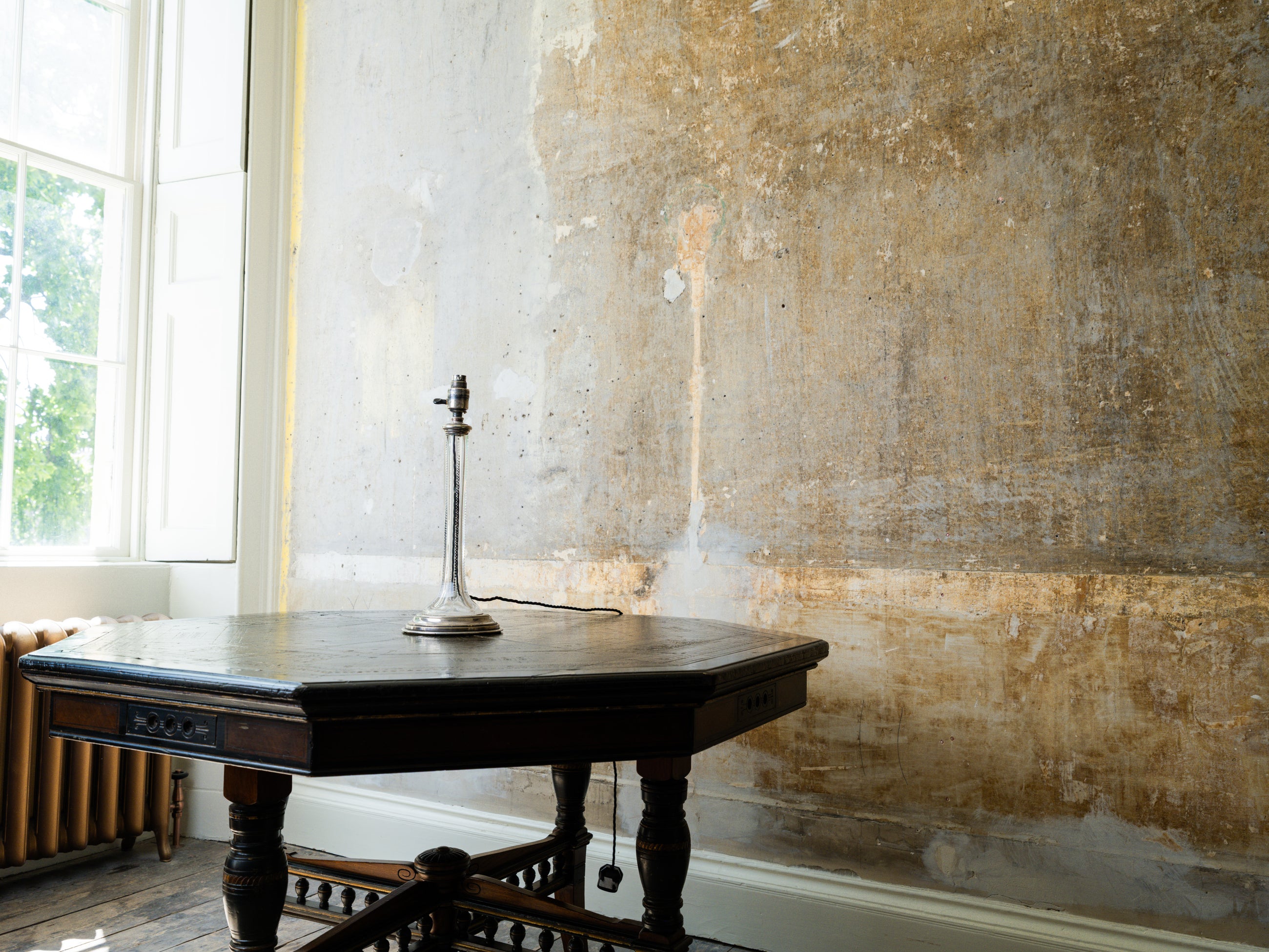 A Silver Plated Cut Glass Table Lamp