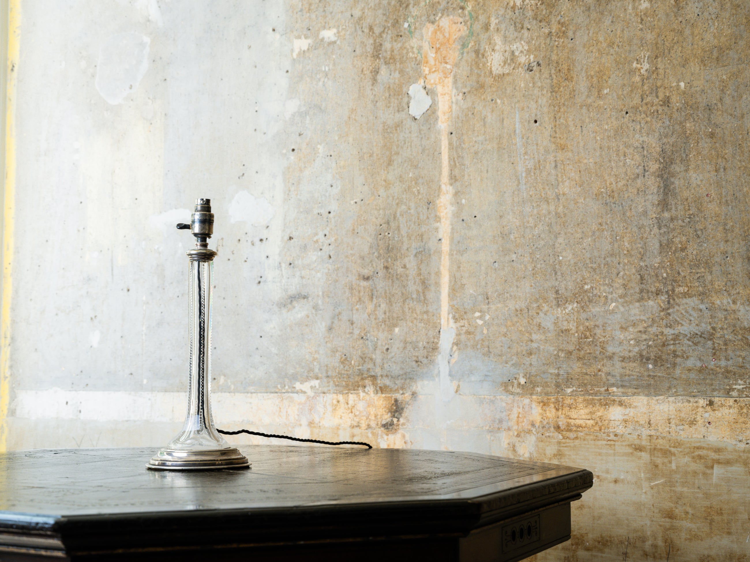 A Silver Plated Cut Glass Table Lamp