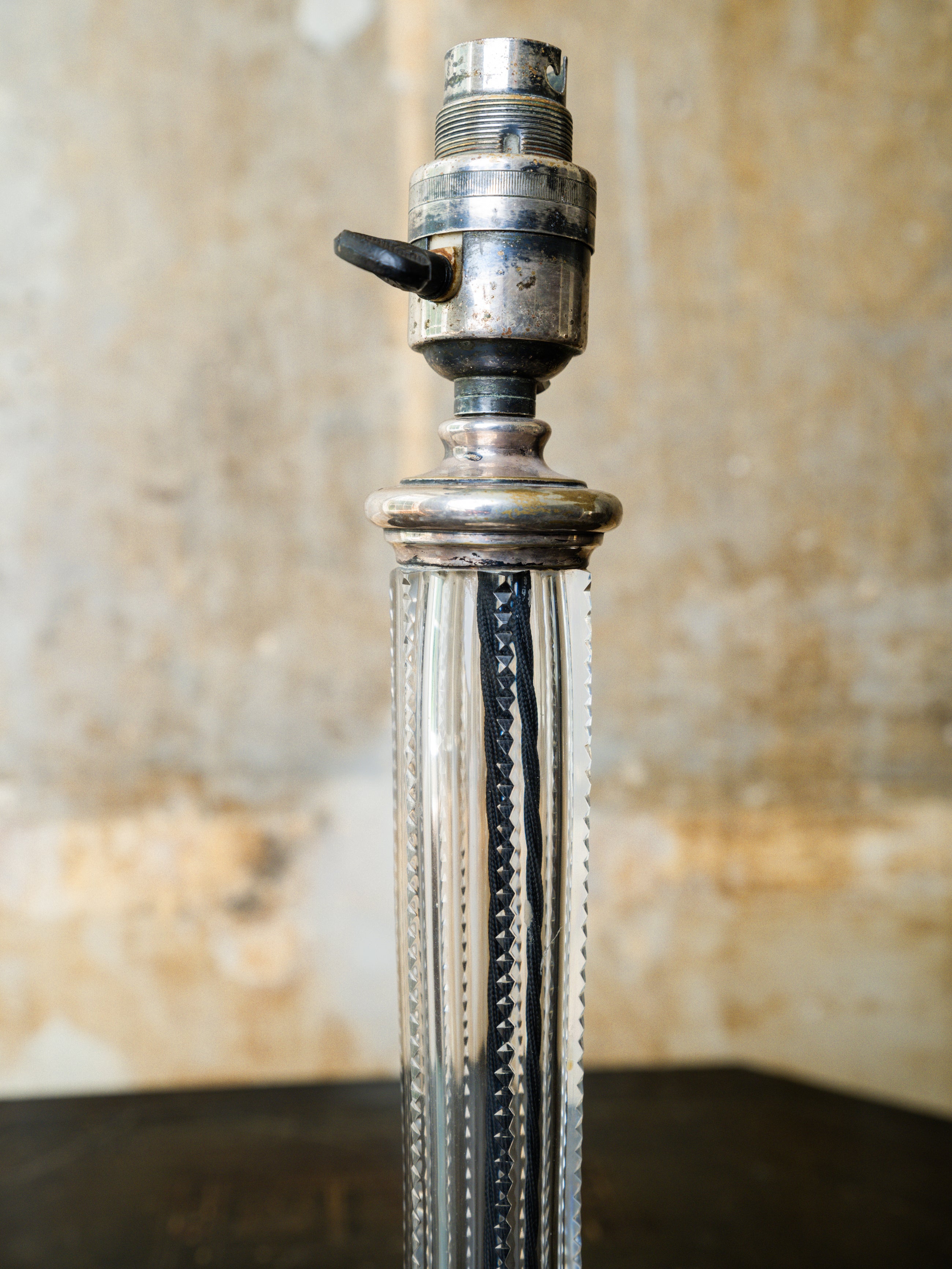 A Silver Plated Cut Glass Table Lamp