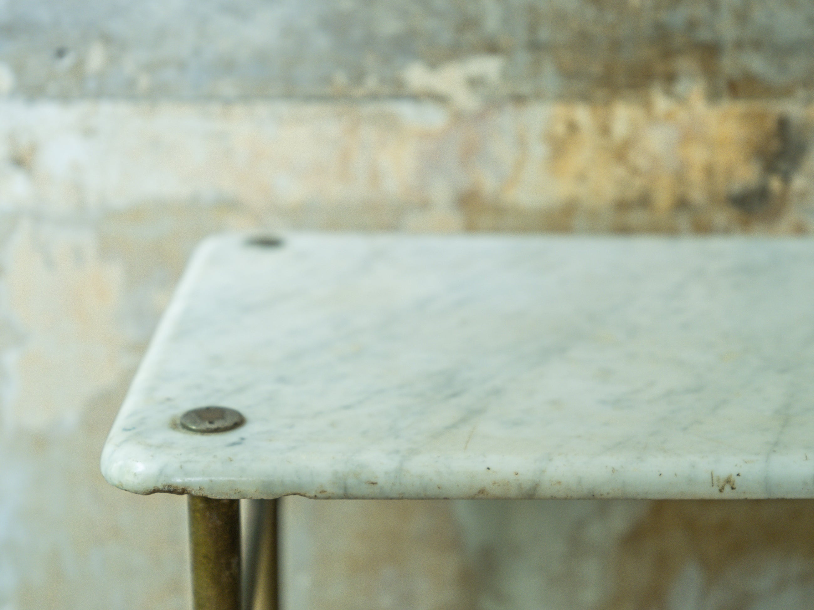A Marble & Nickel Plated Brass Console Table
