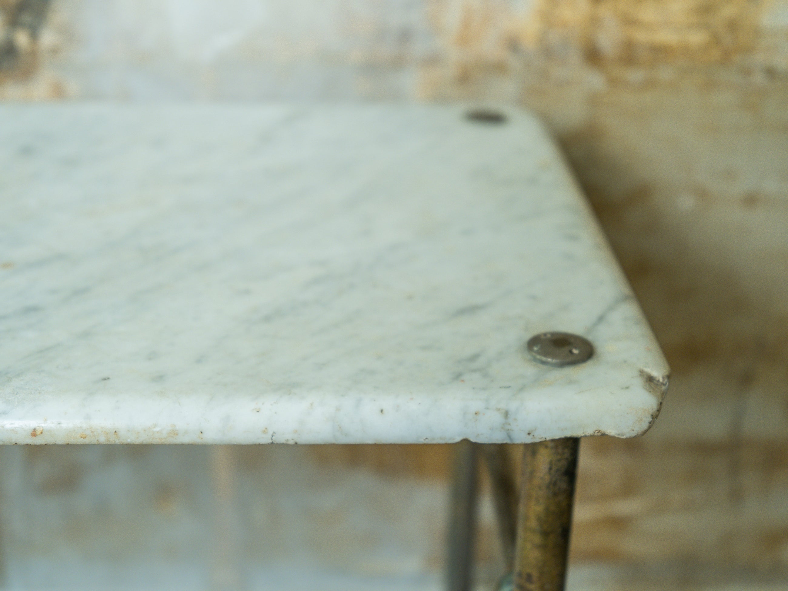 A Marble & Nickel Plated Brass Console Table