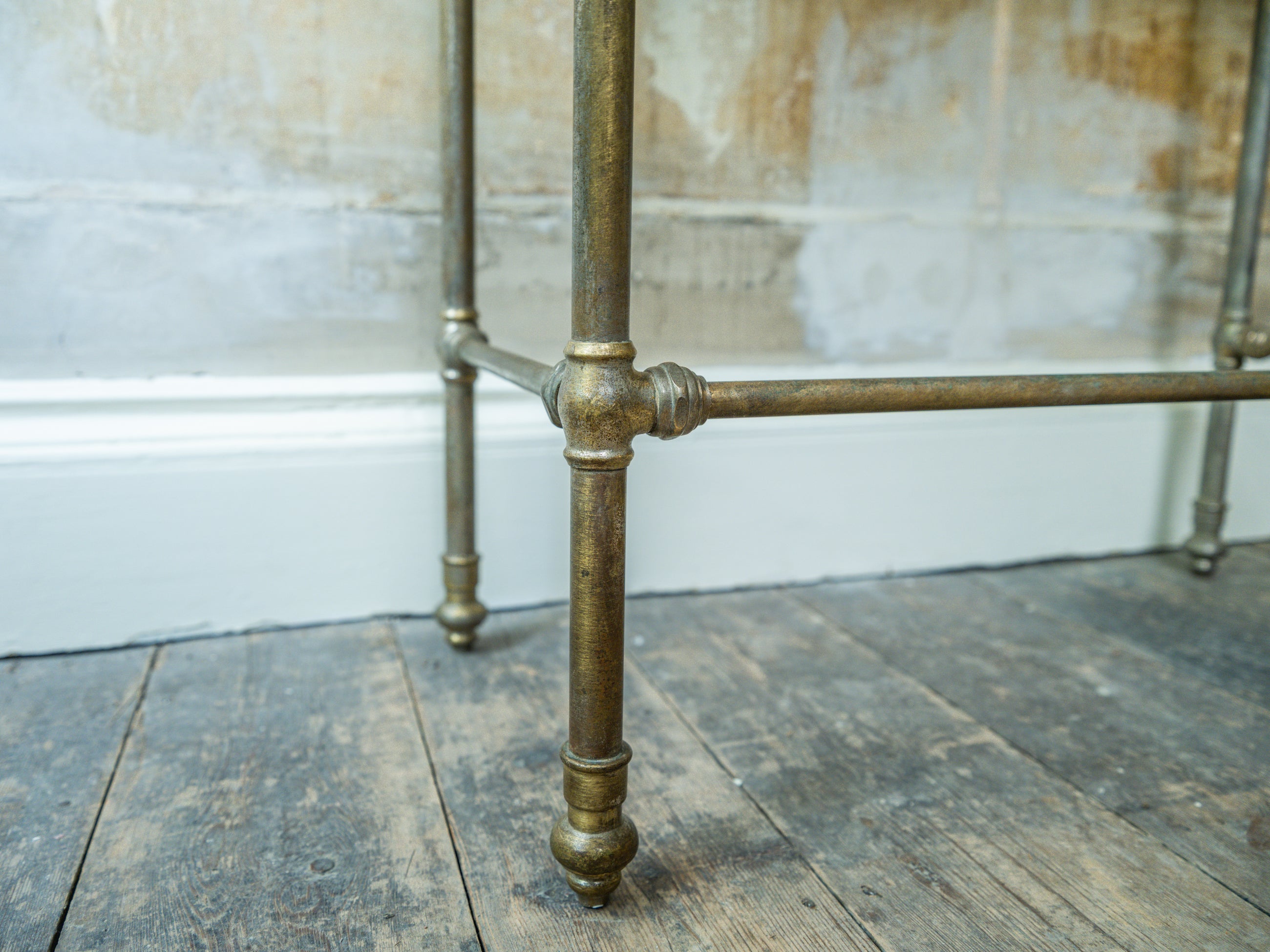 A Marble & Nickel Plated Brass Console Table