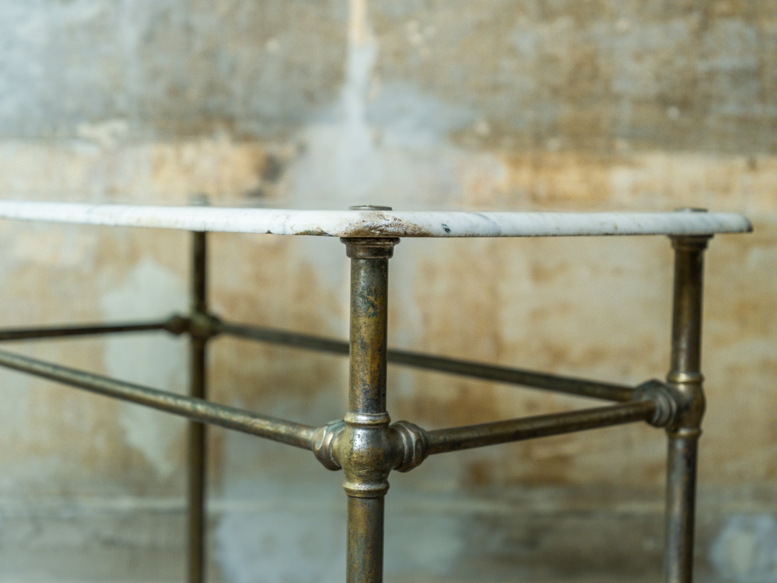A Marble & Nickel Plated Brass Console Table