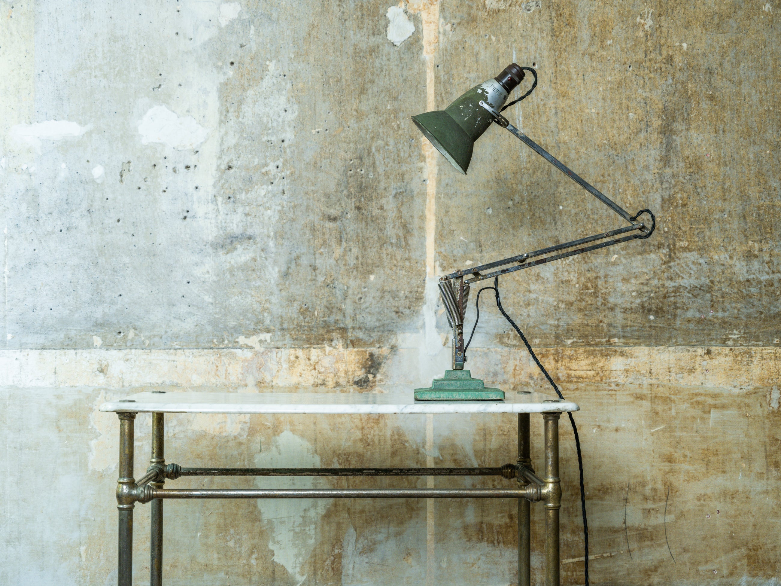 A Marble & Nickel Plated Brass Console Table