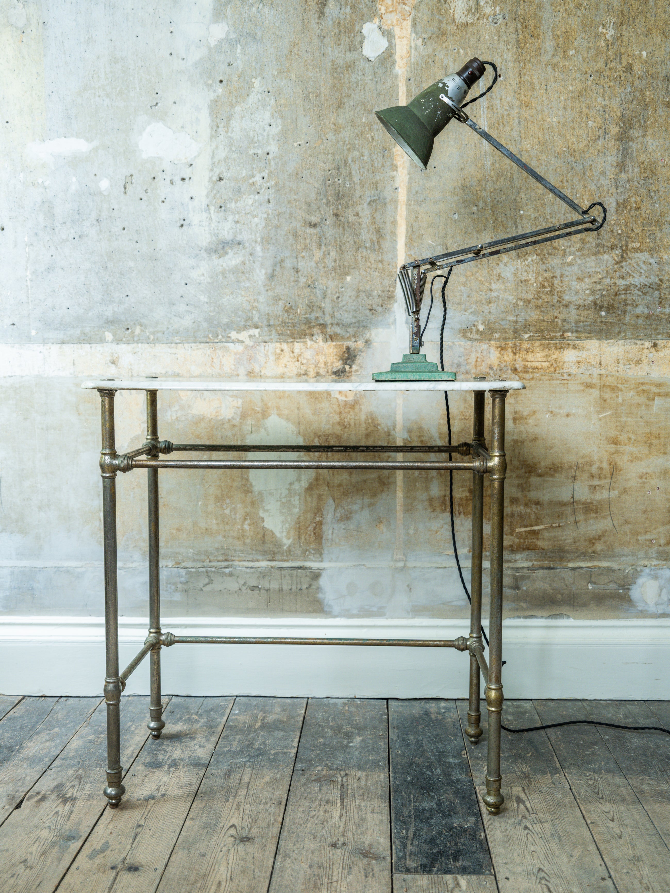 A Marble & Nickel Plated Brass Console Table