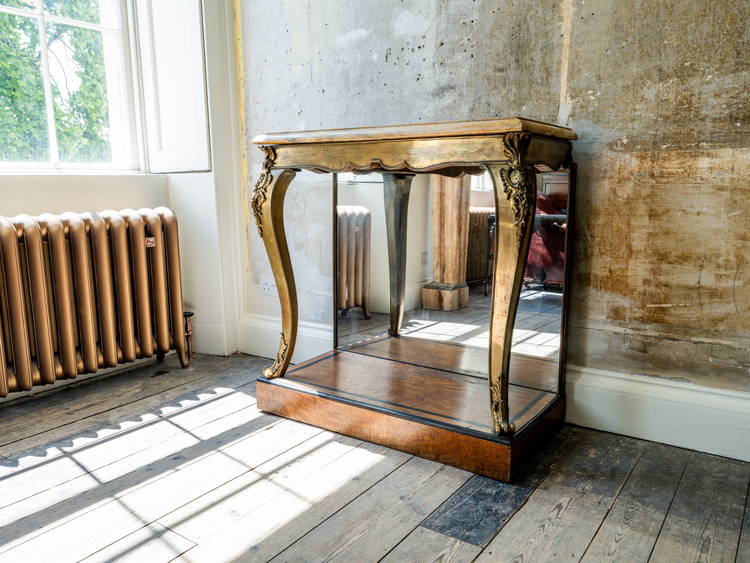A George IV Mirrored, Bronze & Scagliola Console Table