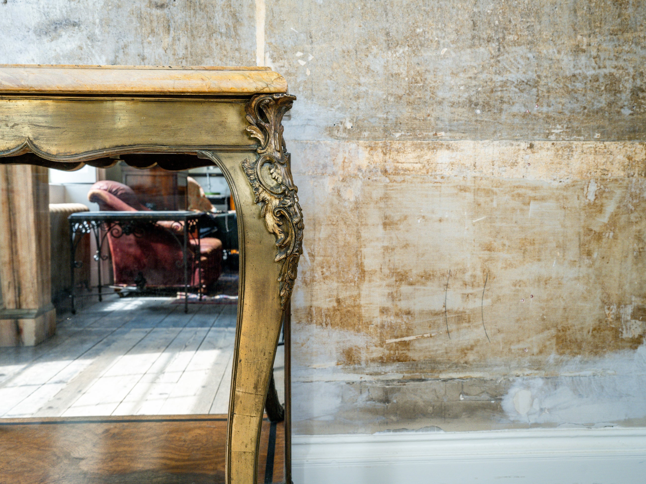 A George IV Mirrored, Bronze & Scagliola Console Table