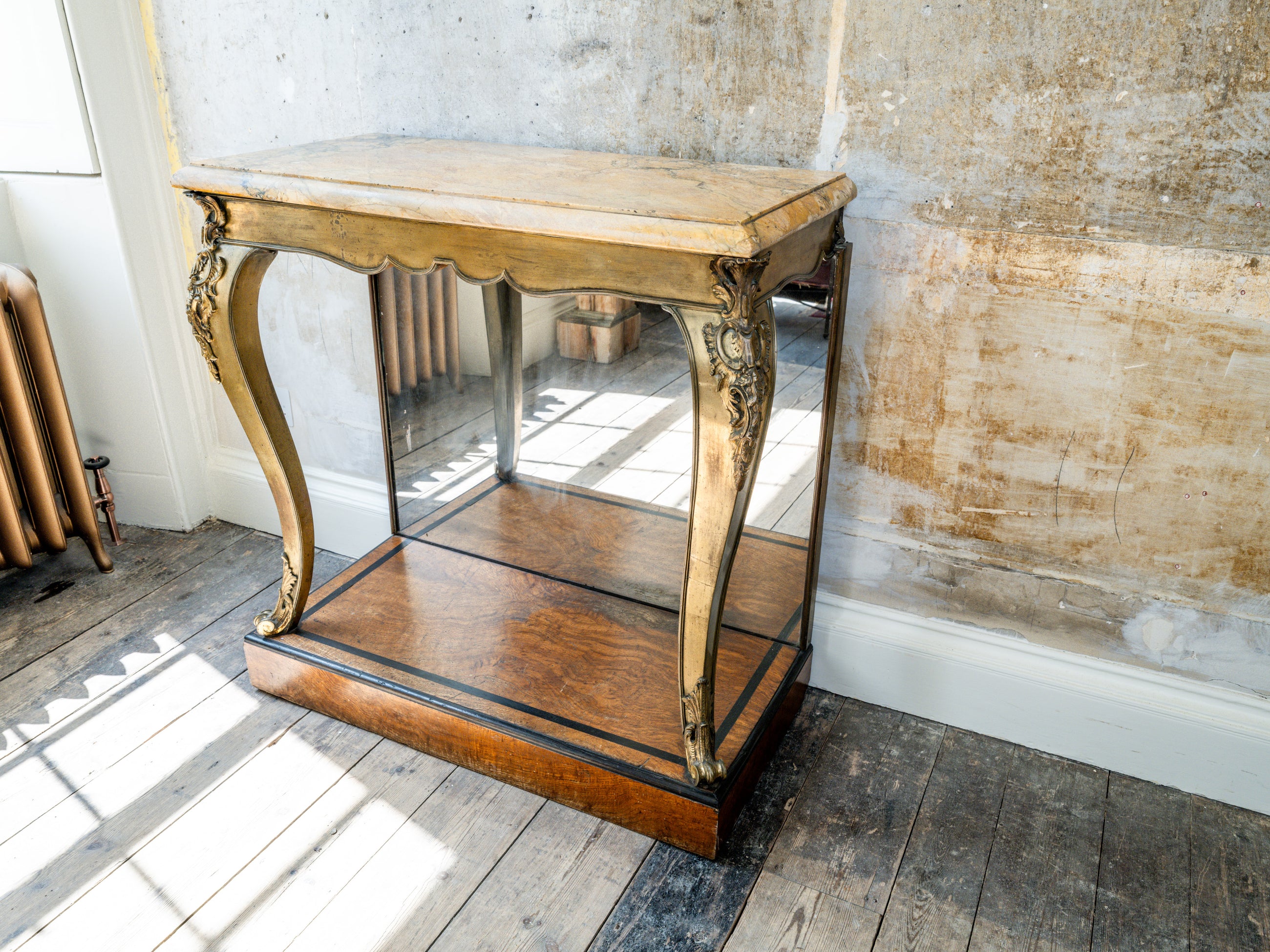 A George IV Mirrored, Bronze & Scagliola Console Table