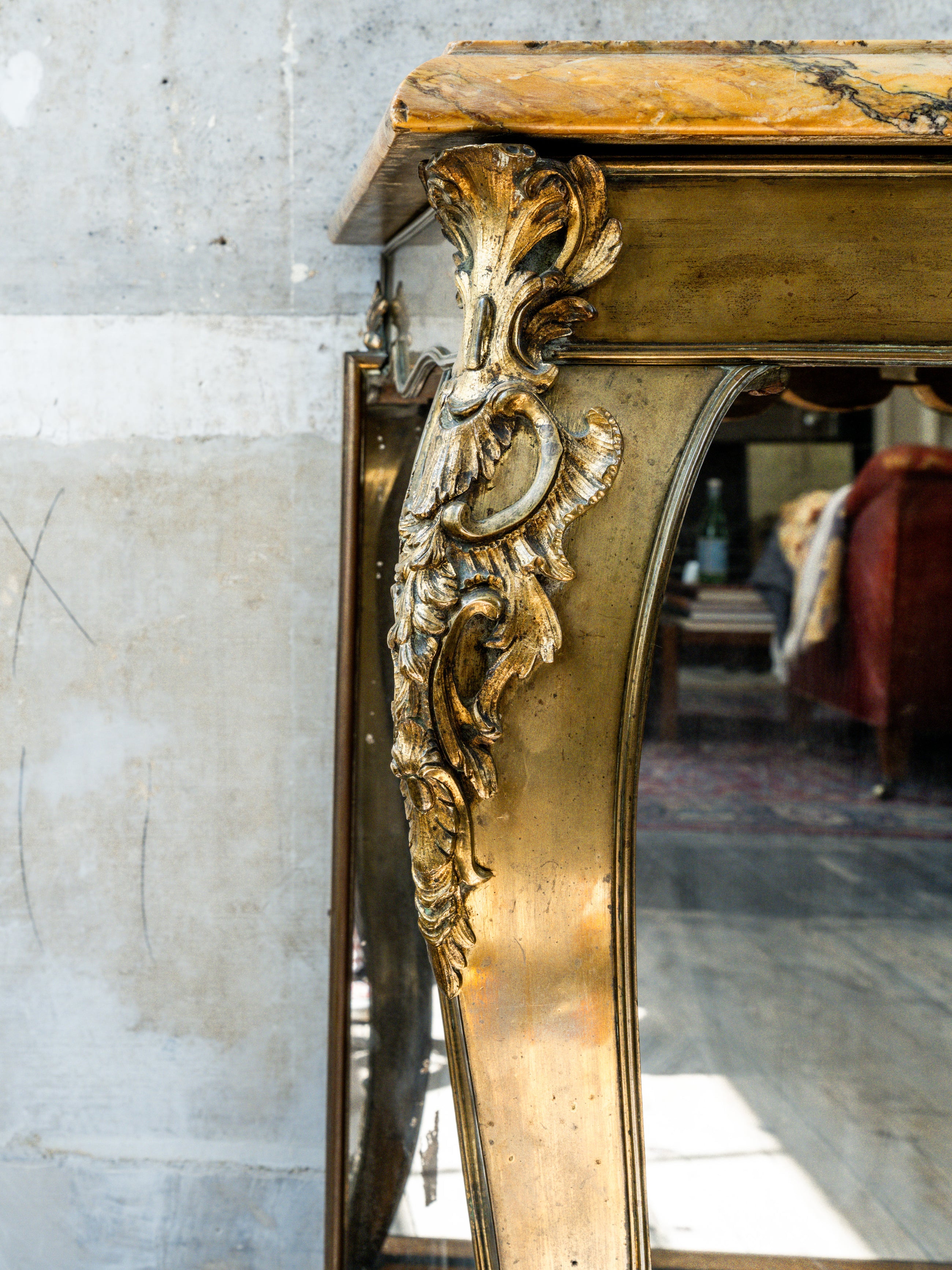 A George IV Mirrored, Bronze & Scagliola Console Table