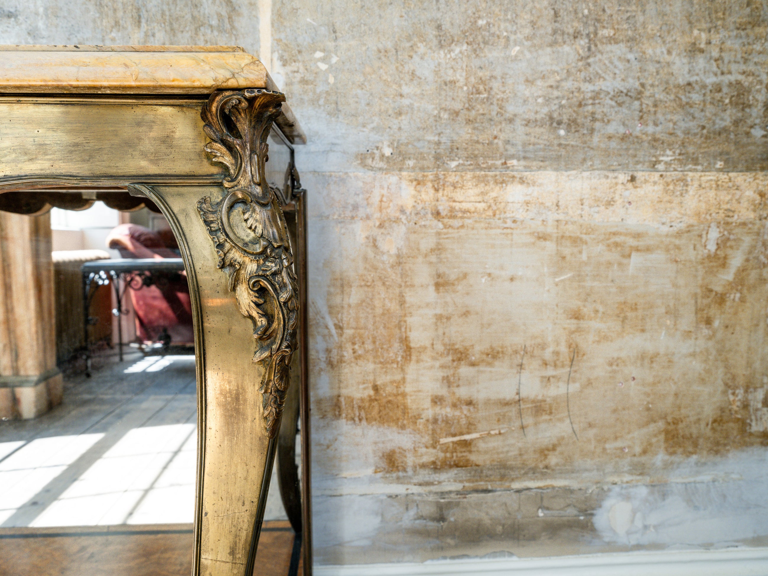 A George IV Mirrored, Bronze & Scagliola Console Table
