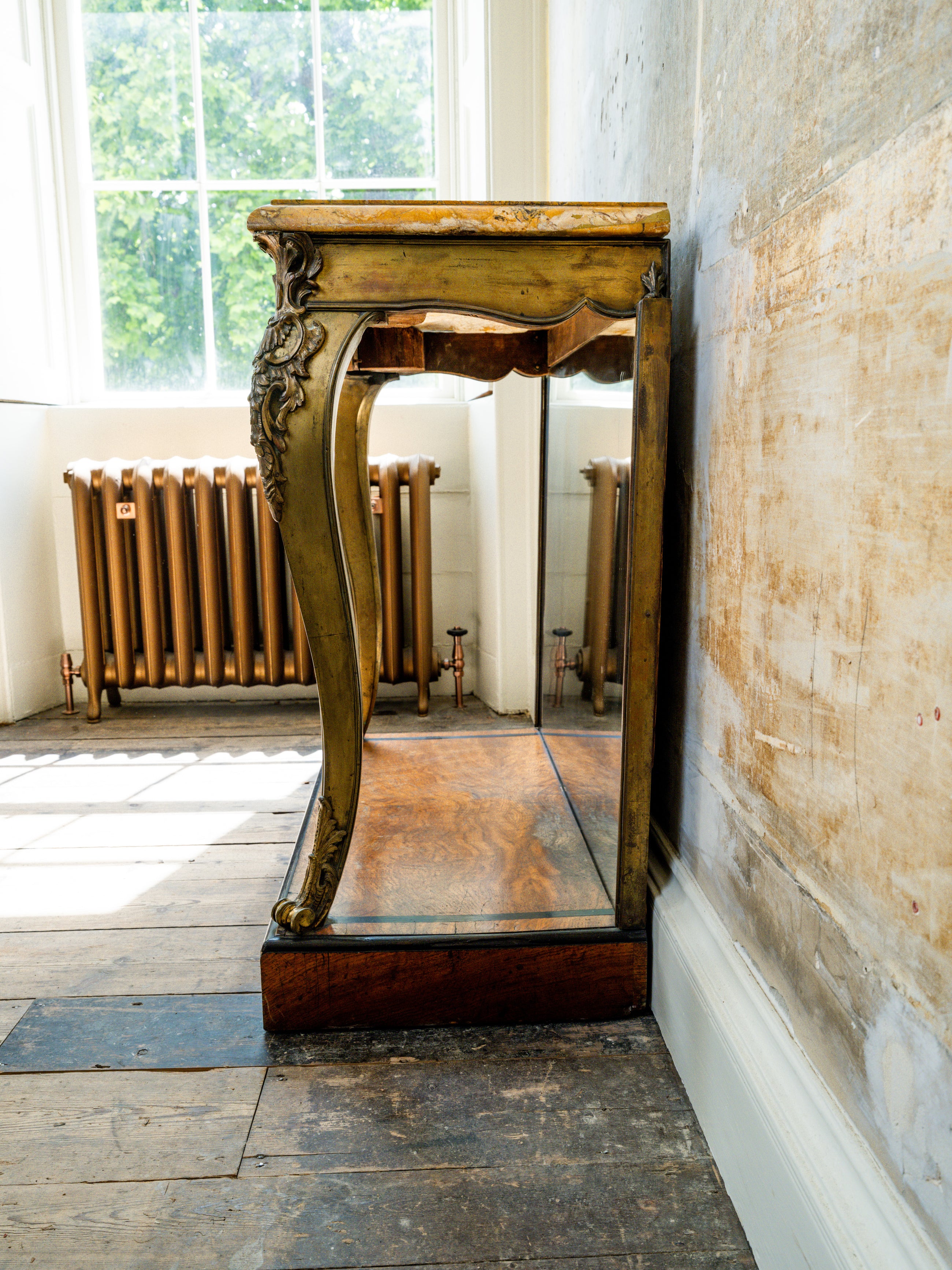 A George IV Mirrored, Bronze & Scagliola Console Table