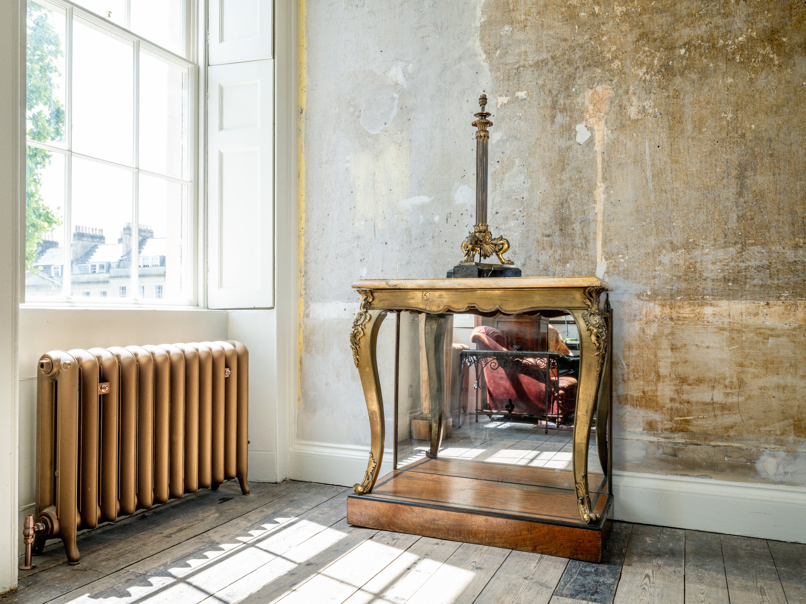A George IV Mirrored, Bronze & Scagliola Console Table